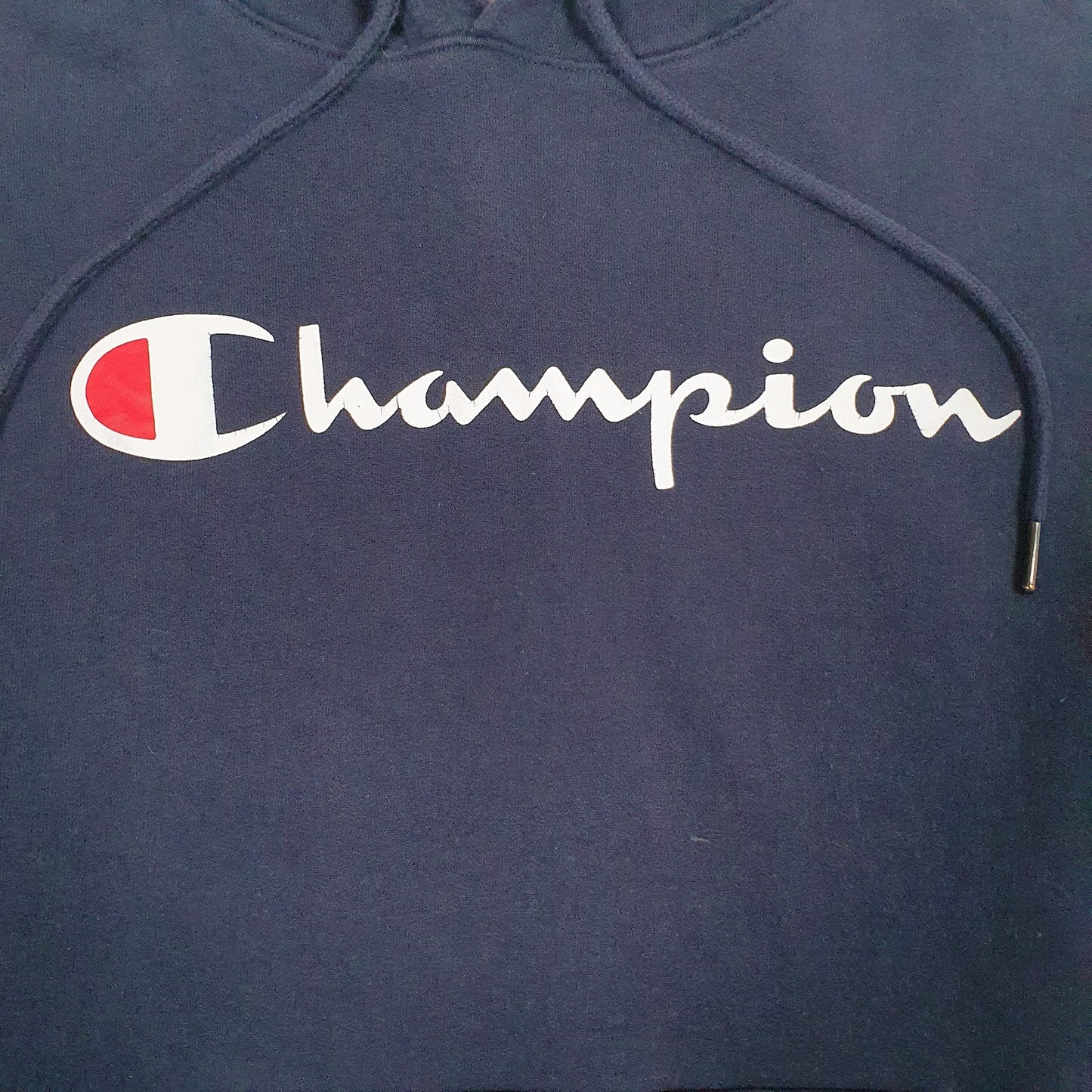 Mens Navy Champion Spellout Hoodie Jumper