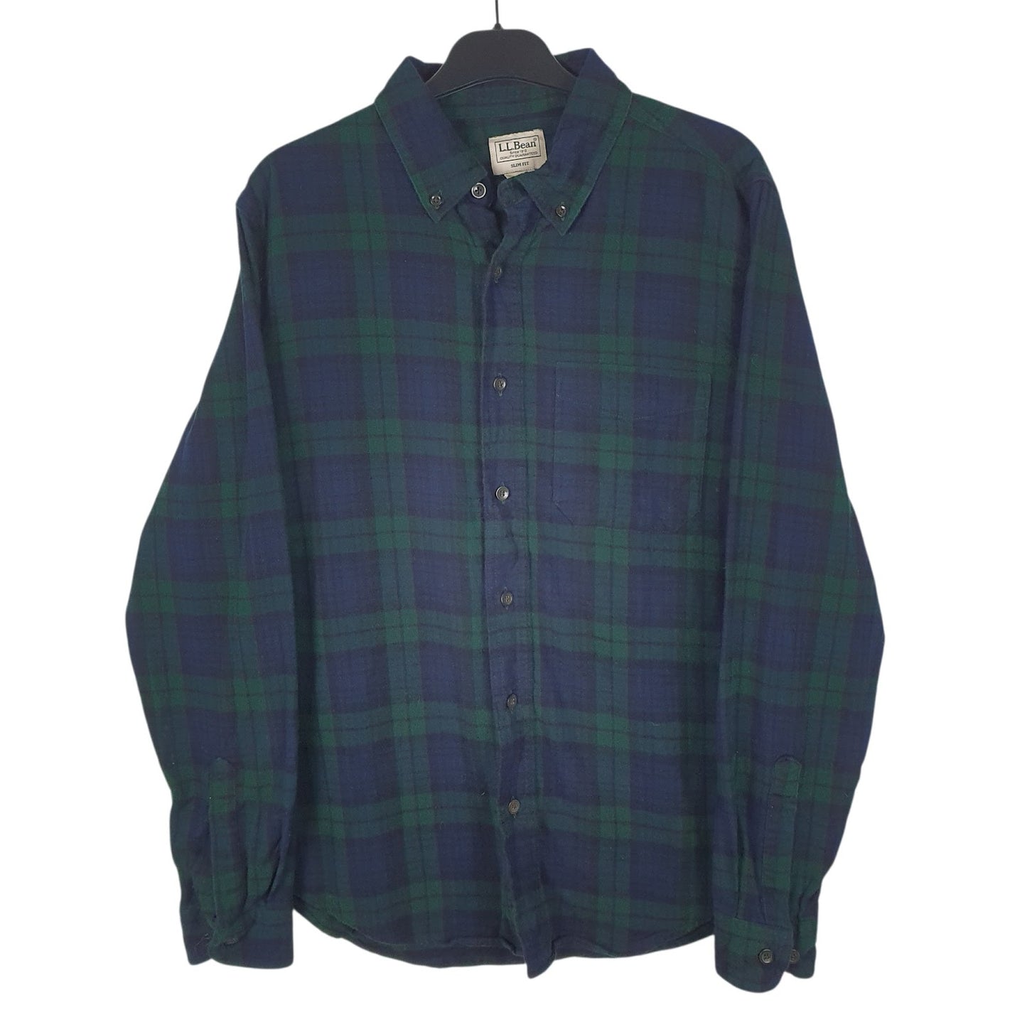 Mens Navy L.L.Bean Flannel Long Sleeve Shirt