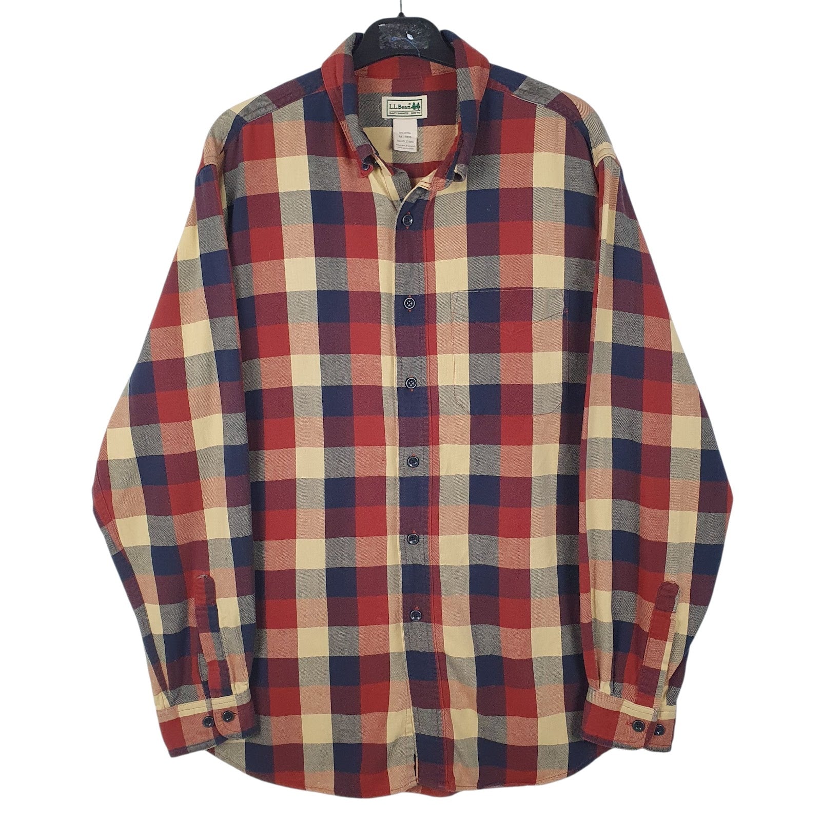 Mens Red L.L.Bean Flannel Long Sleeve Shirt