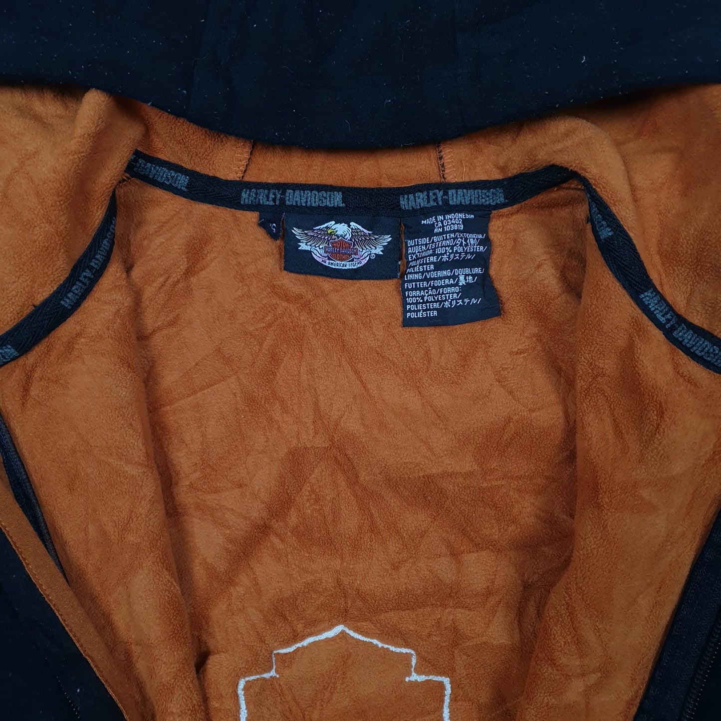 Womens Black Harley Davidson Hoodie Full Zip Jumper