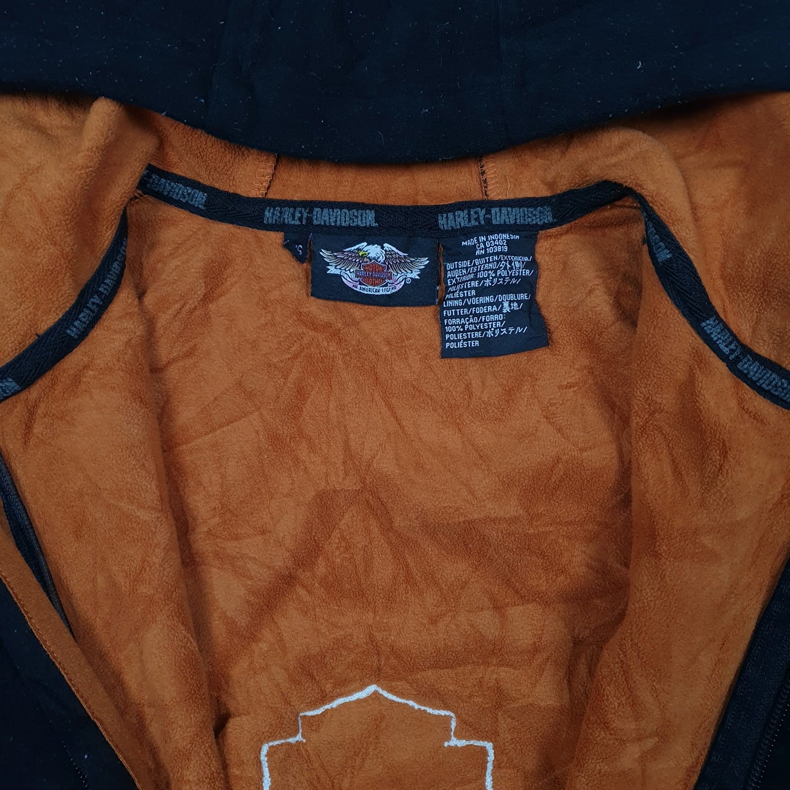 Womens Black Harley Davidson Hoodie Full Zip Jumper