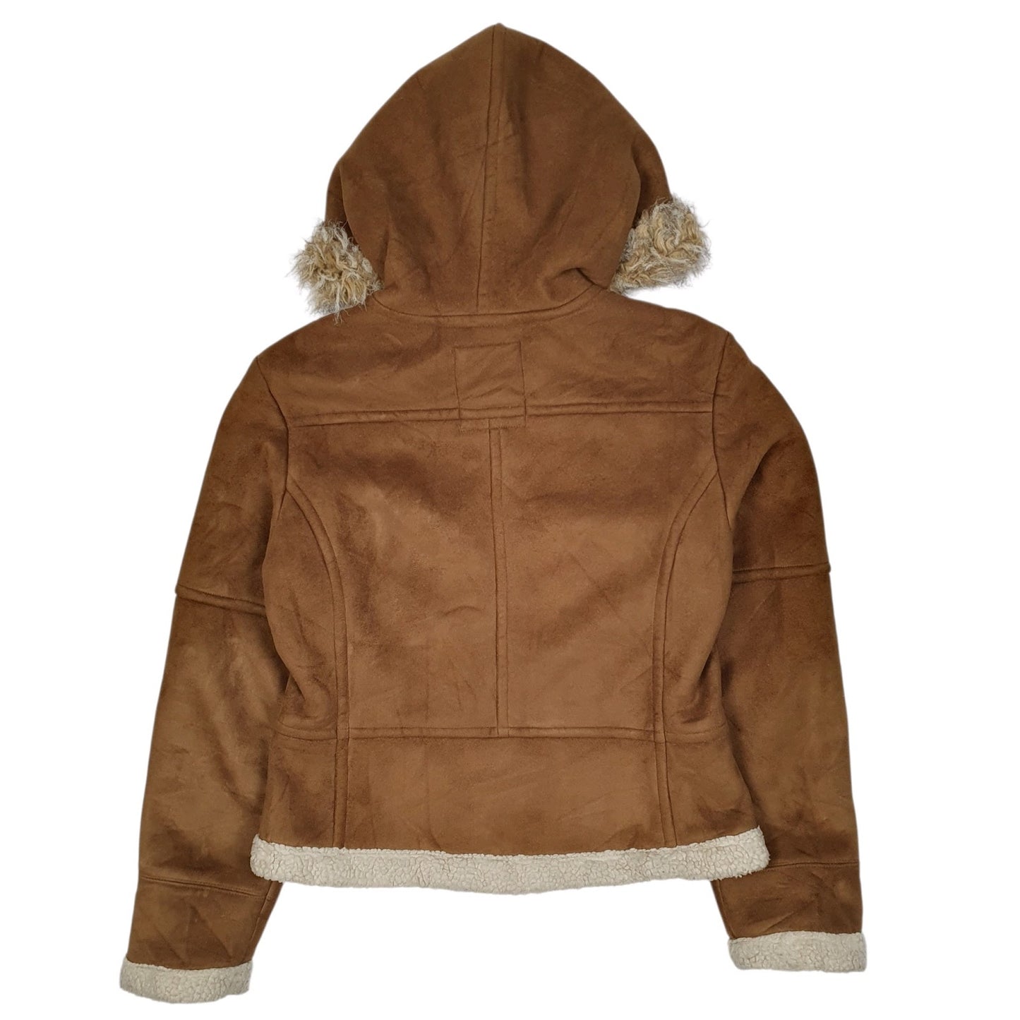 Womens Brown Levis Sherpa Lined Shearling Hooded  Coat