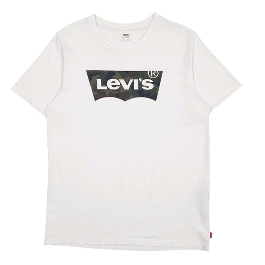 Mens White Levis Spellout Short Sleeve T Shirt