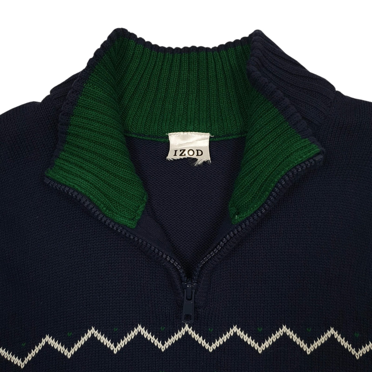 Mens Navy Izod Lacoste Quarter Zip Jumper