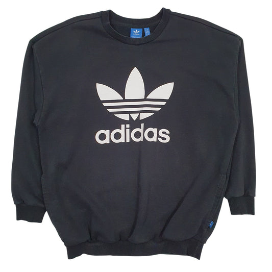 Womens Black Adidas Spellout Crewneck Jumper