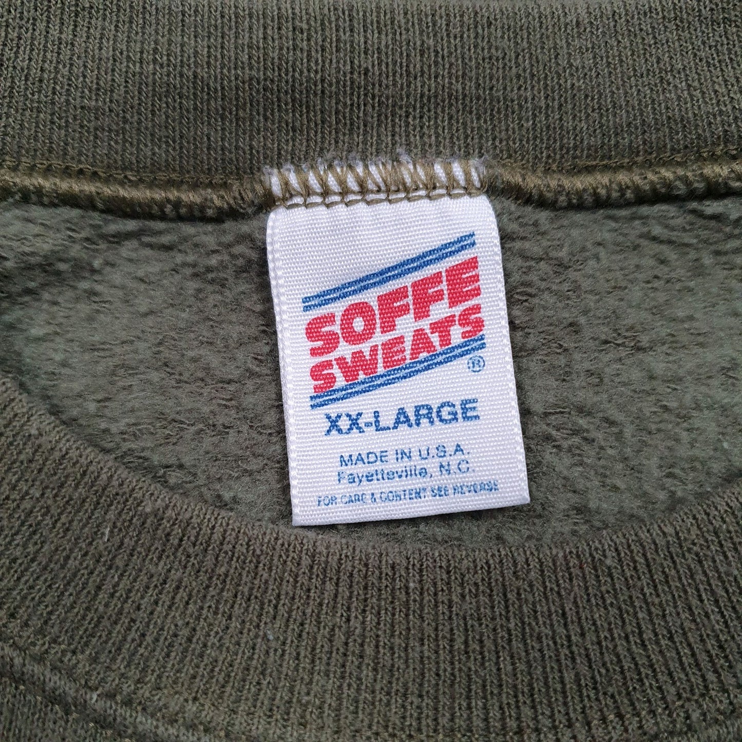 Mens Green Soffe Sweats Militairy USMC Vintage 90s Made In USA Crewneck Jumper
