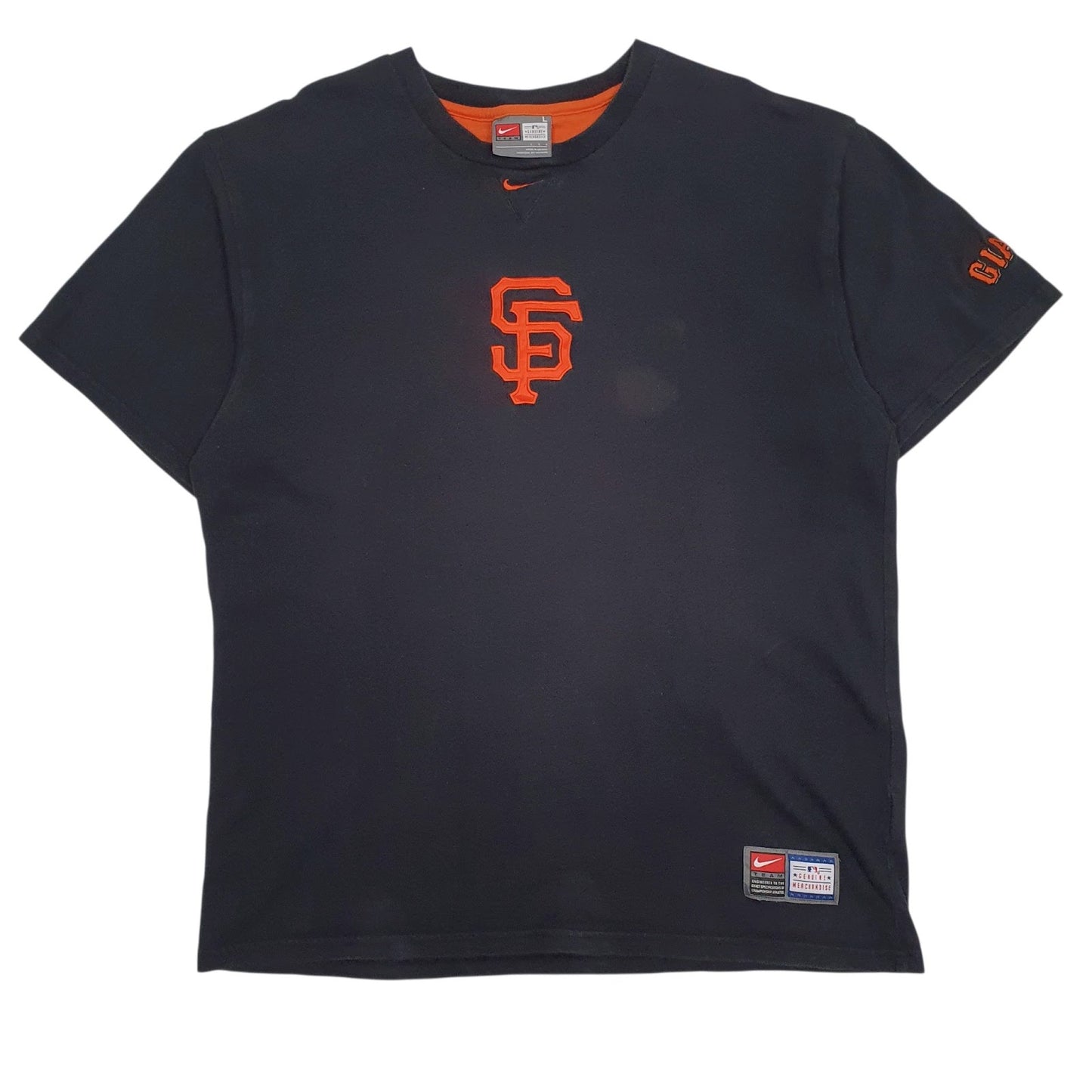 Mens Black Nike Vintage 00s MLB San Francisco Giants Short Sleeve T Shirt