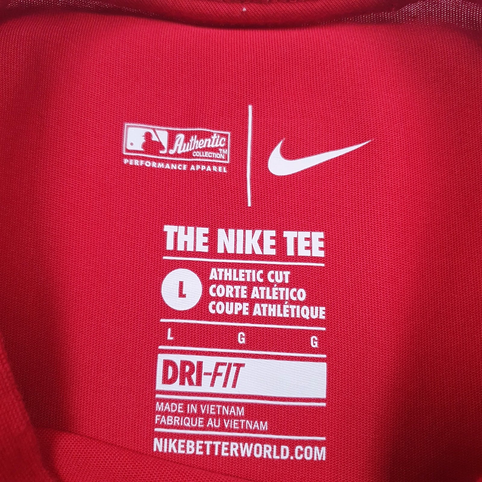 Mens Red Nike Dri-Fit MLB Los Angeles Dodgers  T Shirt