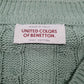Mens Green United Colors Of Benetton Vintage Cable Knit V Neck Jumper