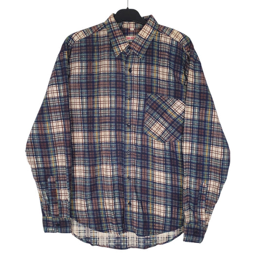 Mens Beige Smart Shirt Vintage Flannel Long Sleeve Shirt