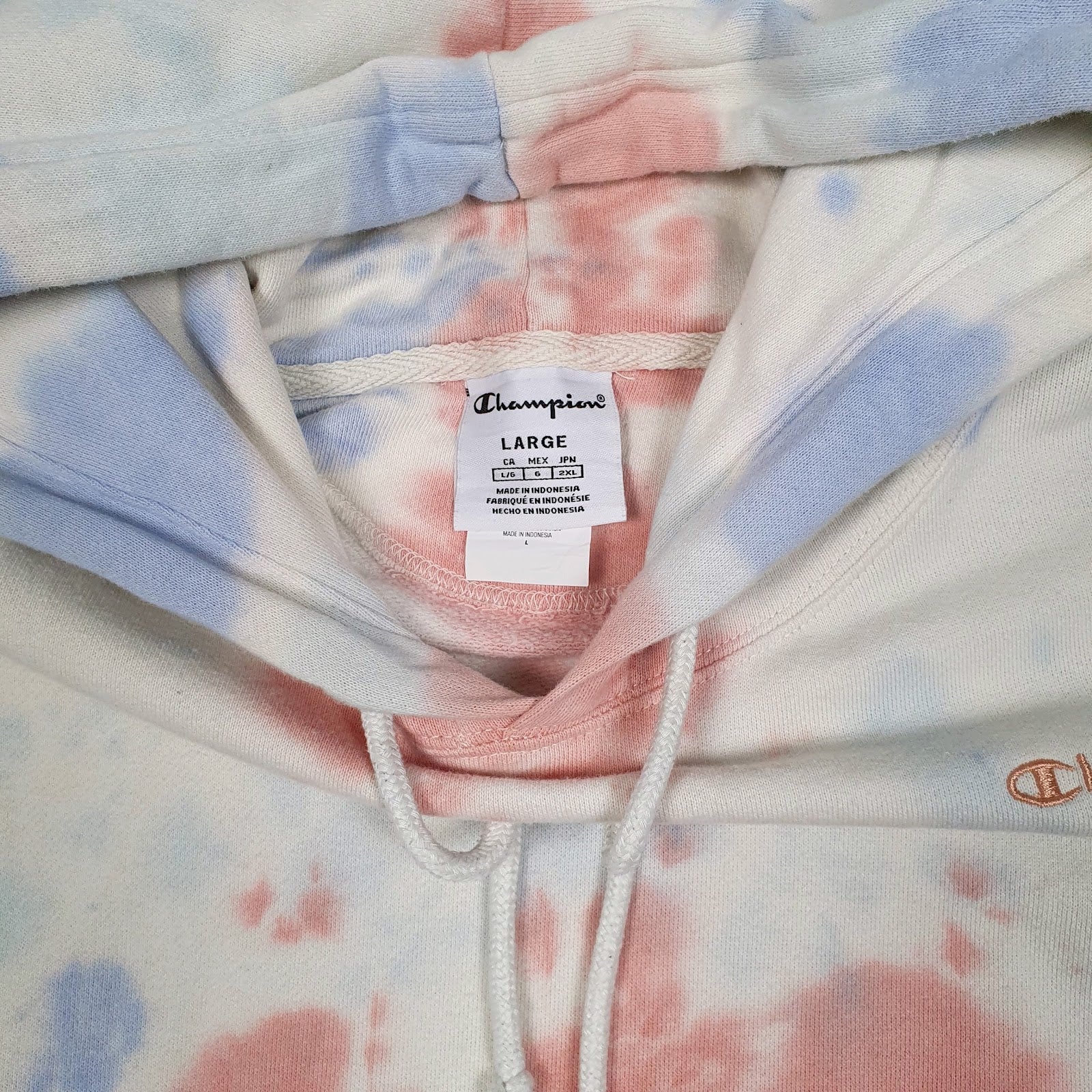 Mens White Champion Tie Dye Hoodie Jumper