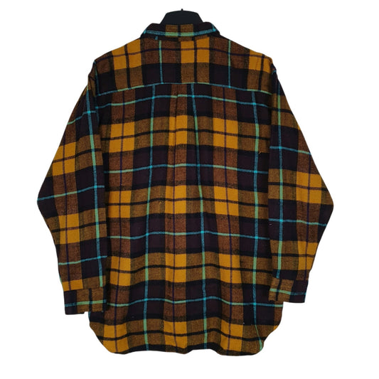 Mens Orange Simple Ease Plaid Flannel  Shirt