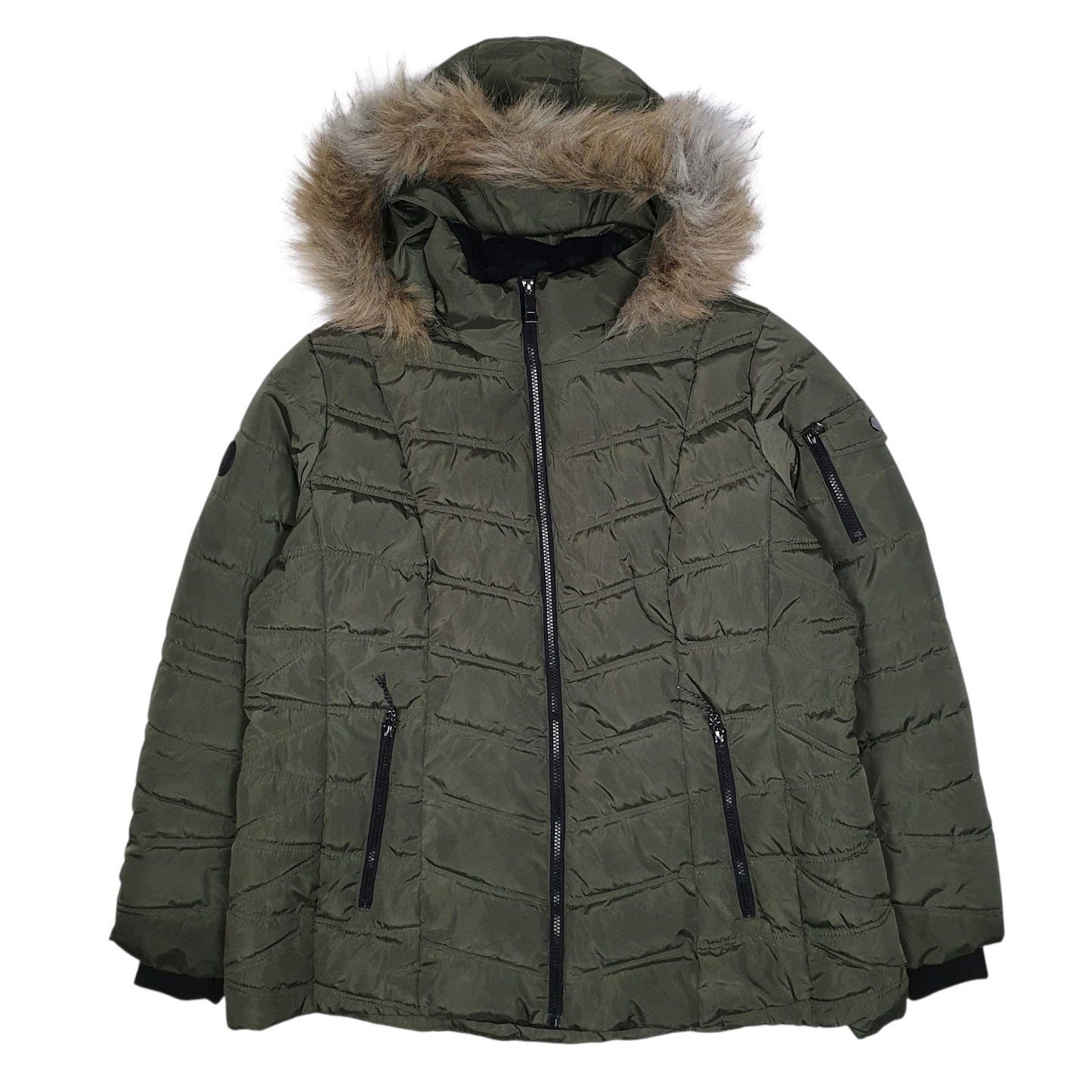 Womens Green Nautica Parka Crewneck Coat