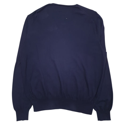 Mens Navy Polo Ralph Lauren Lightweight Pima V Neck Jumper