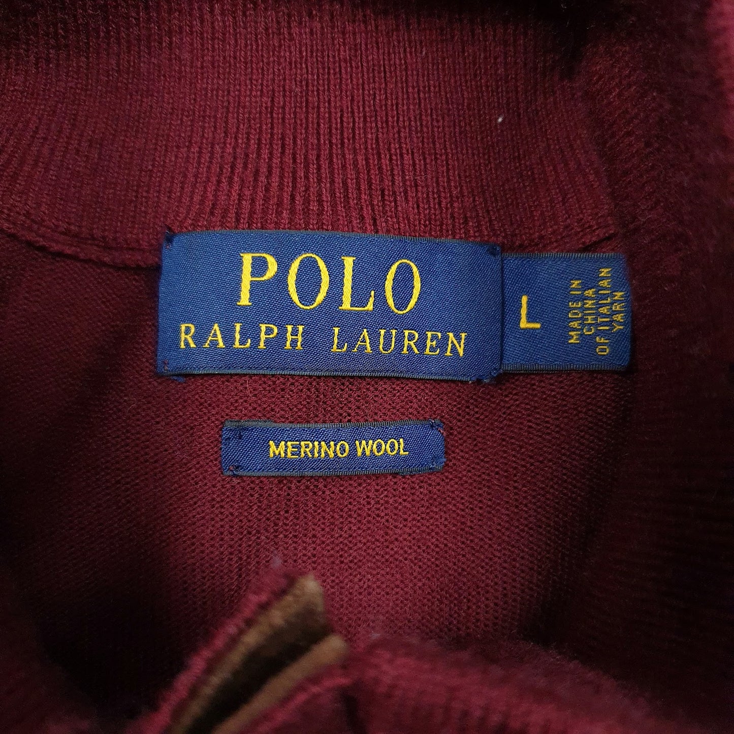 Mens Burgundy Polo Ralph Lauren Henley Lightweight Quarter Zip Jumper