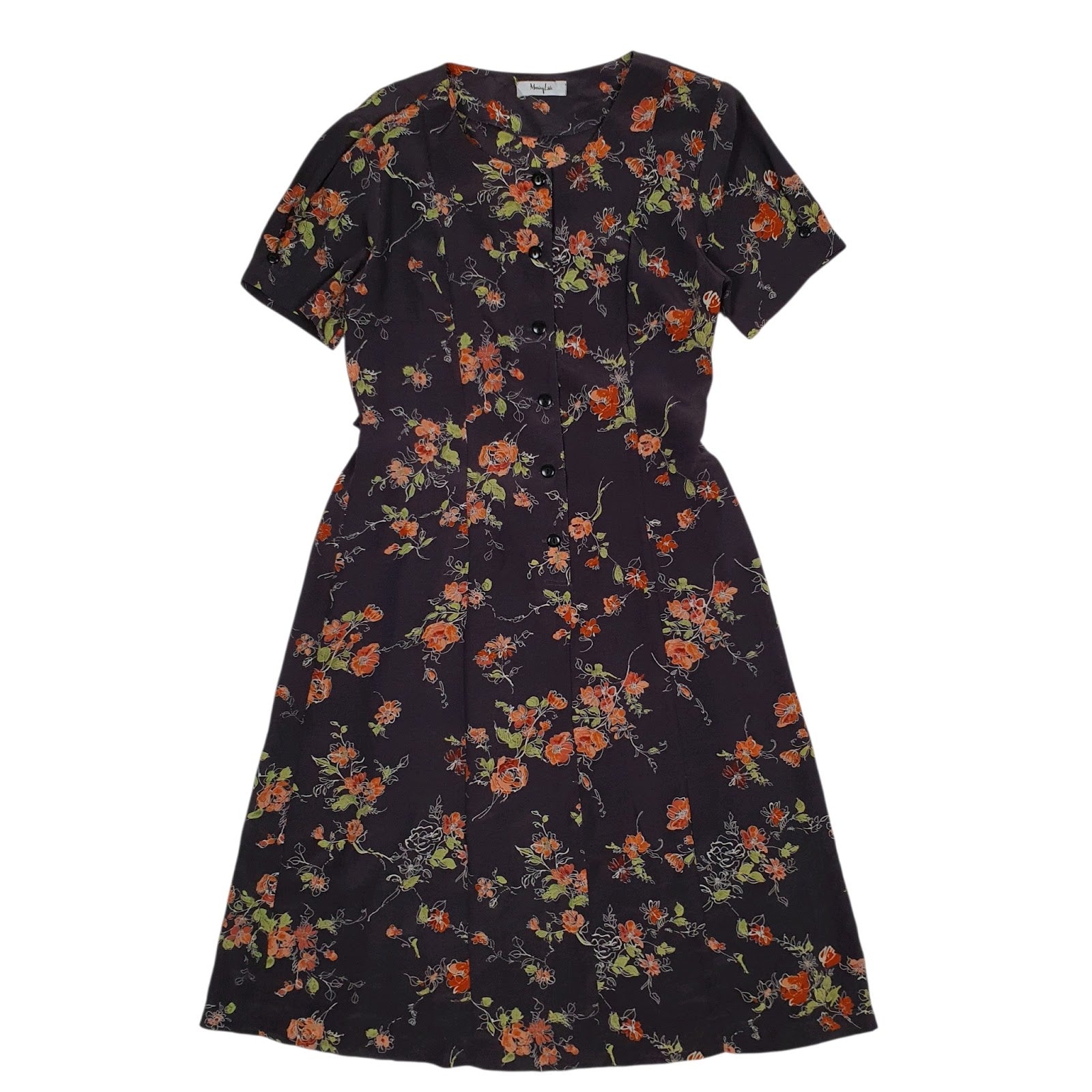 Womens Grey Morning Lake Floral Short Sleeve Dress