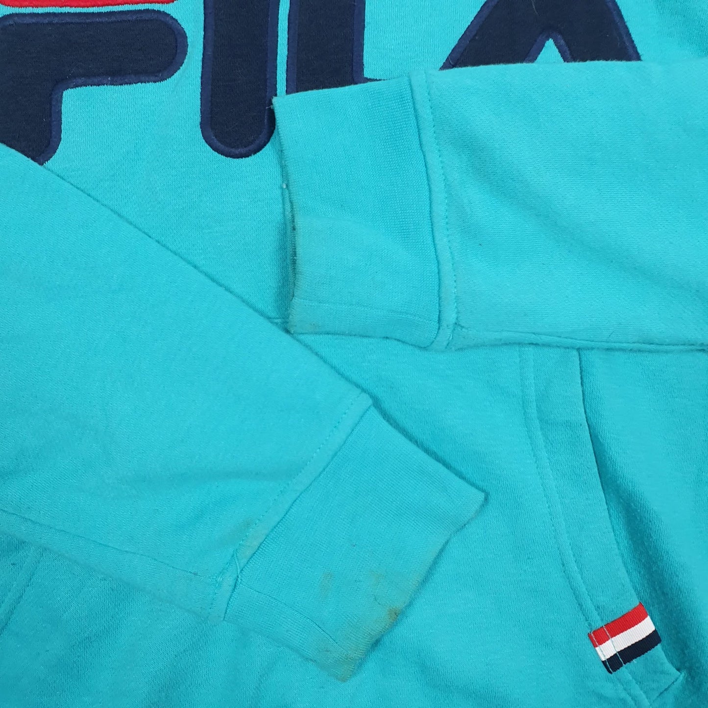 Womens Blue Fila Spellout Hoodie Jumper