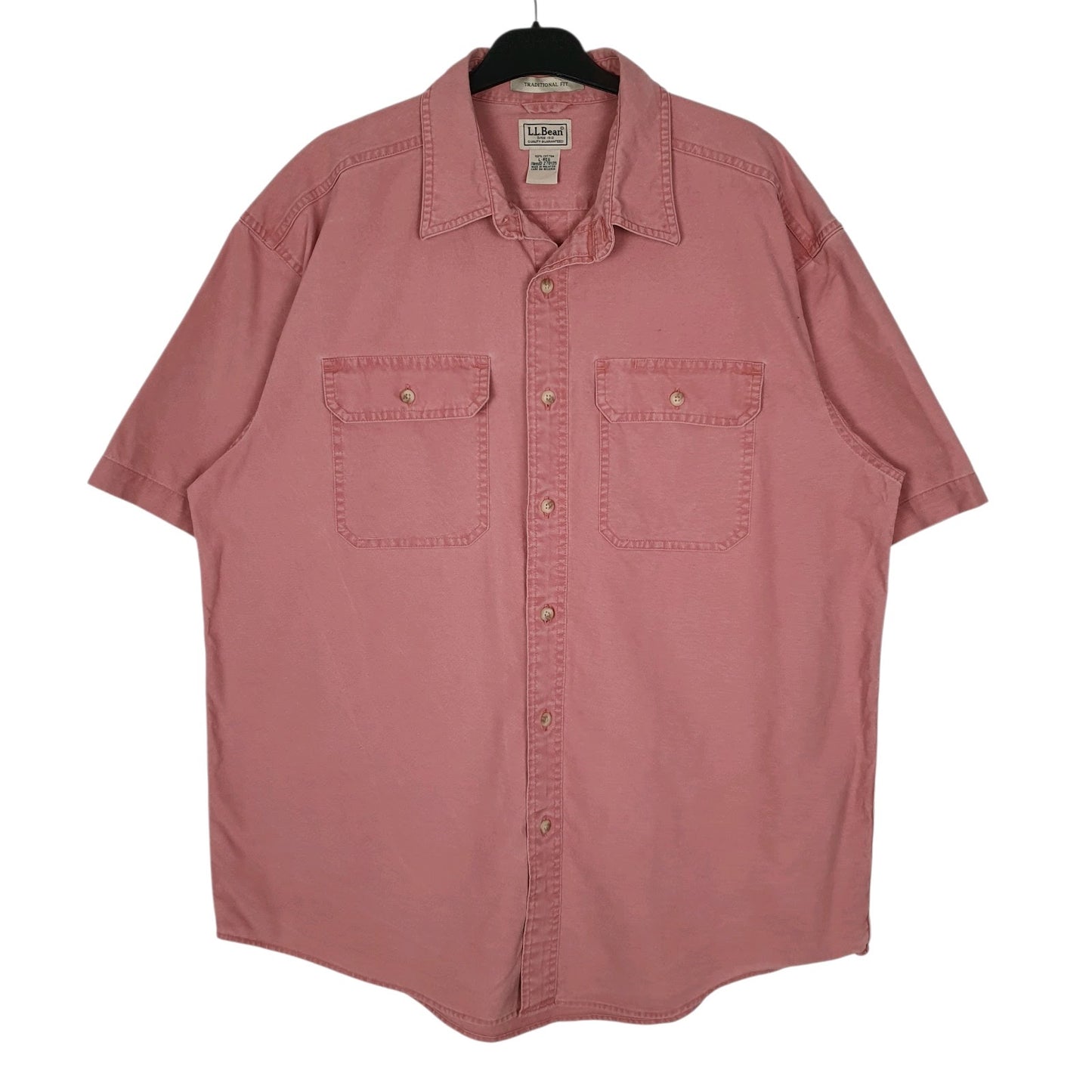Mens Pink L.L.Bean Sunwashed Canvas Short Sleeve Shirt
