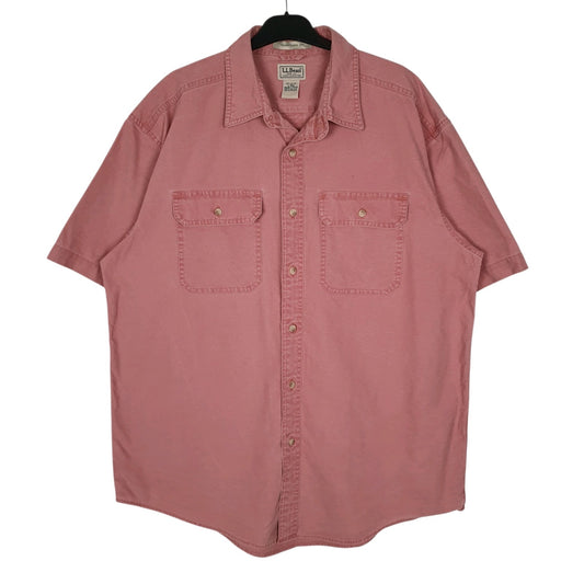 Mens Pink L.L.Bean Sunwashed Canvas Short Sleeve Shirt