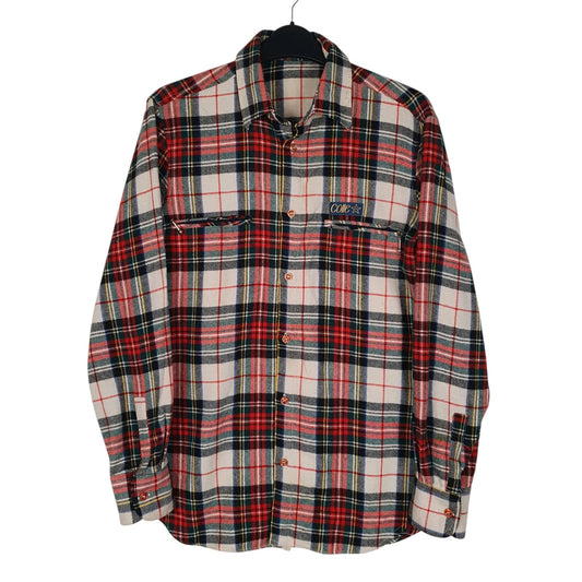 Mens Red Collex Vintage 80s Plaid Flannel Long Sleeve Shirt
