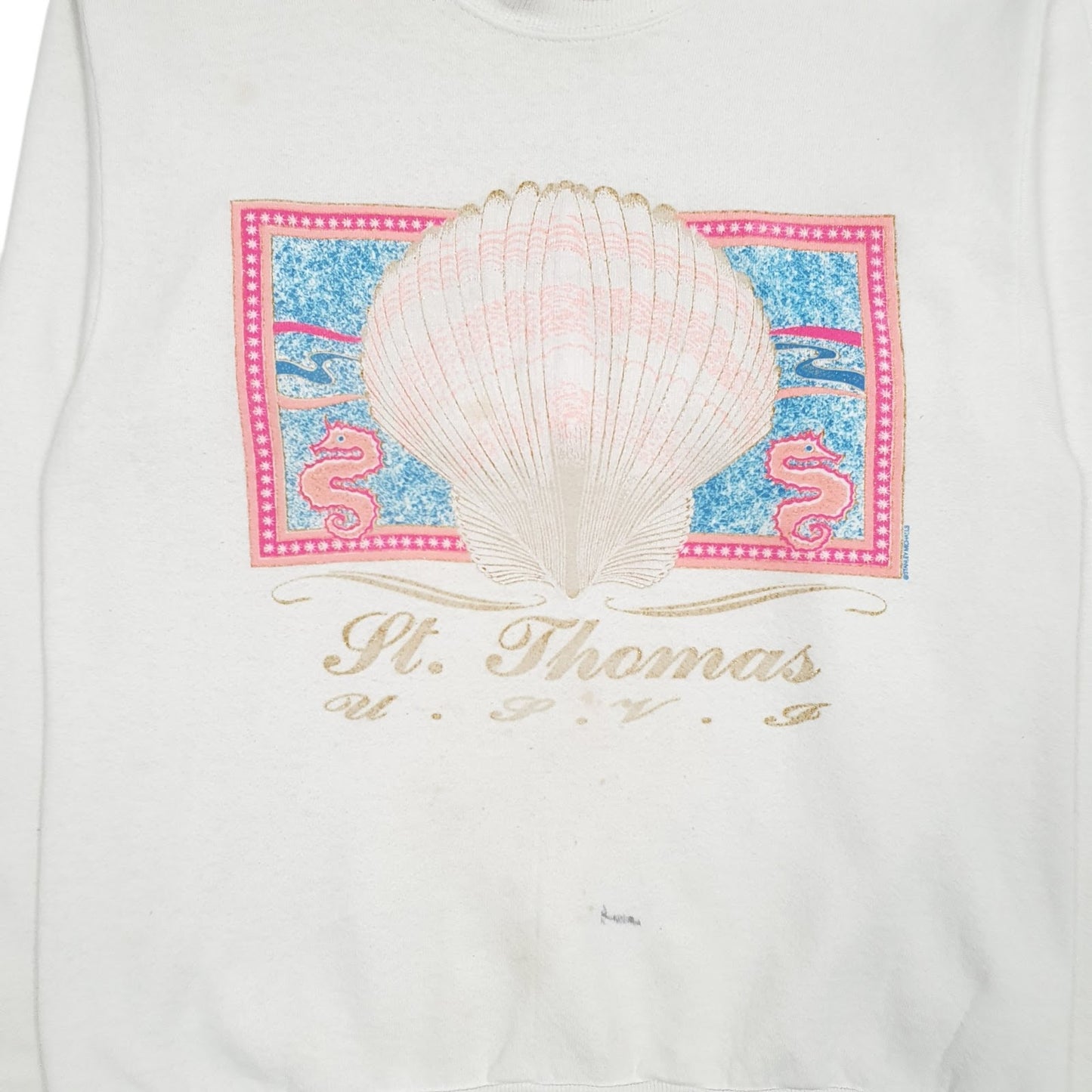 Womens White Lee Vintage 90s Made In USA Crewneck Jumper