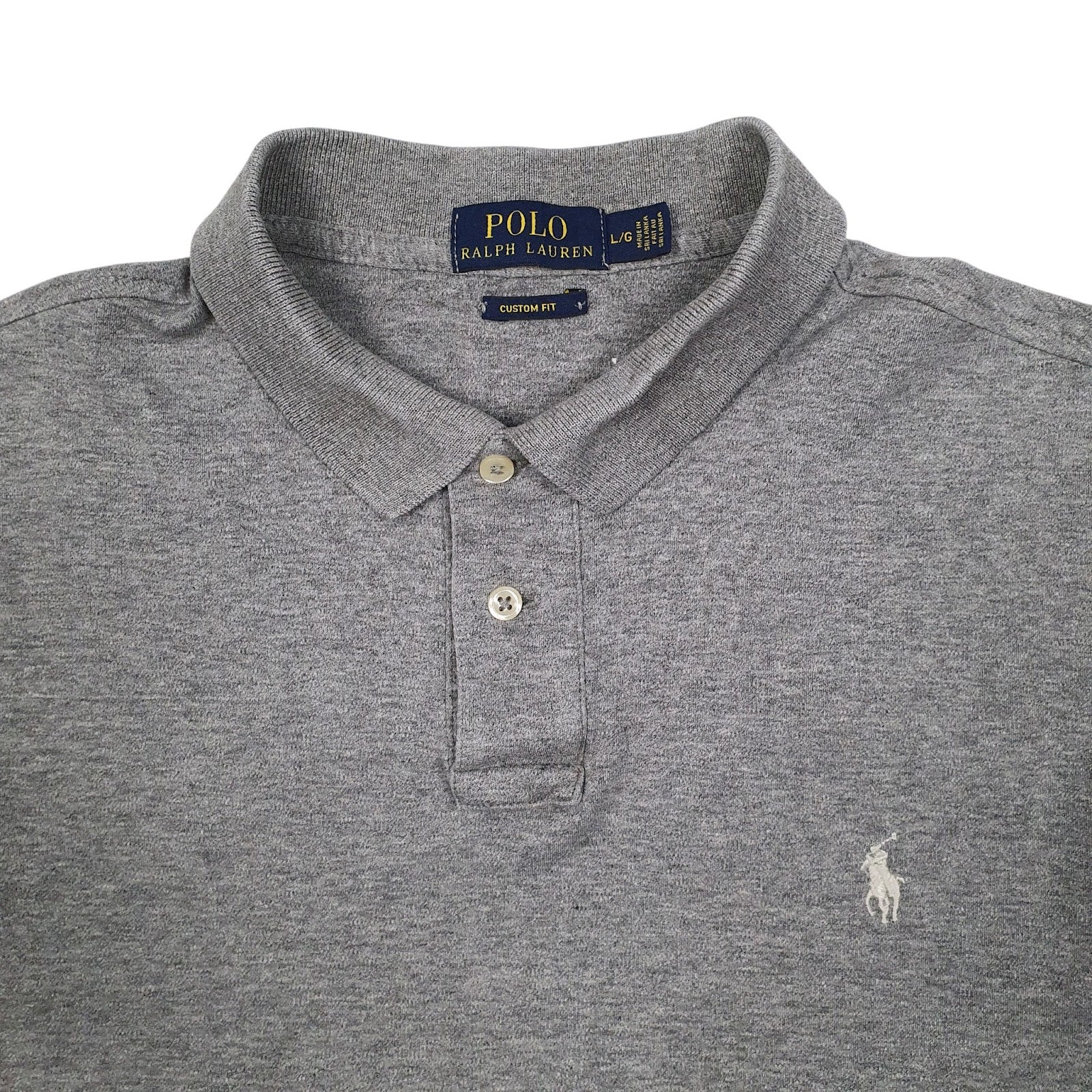 Mens Grey Polo Ralph Lauren Custom Fit  Polo Shirt