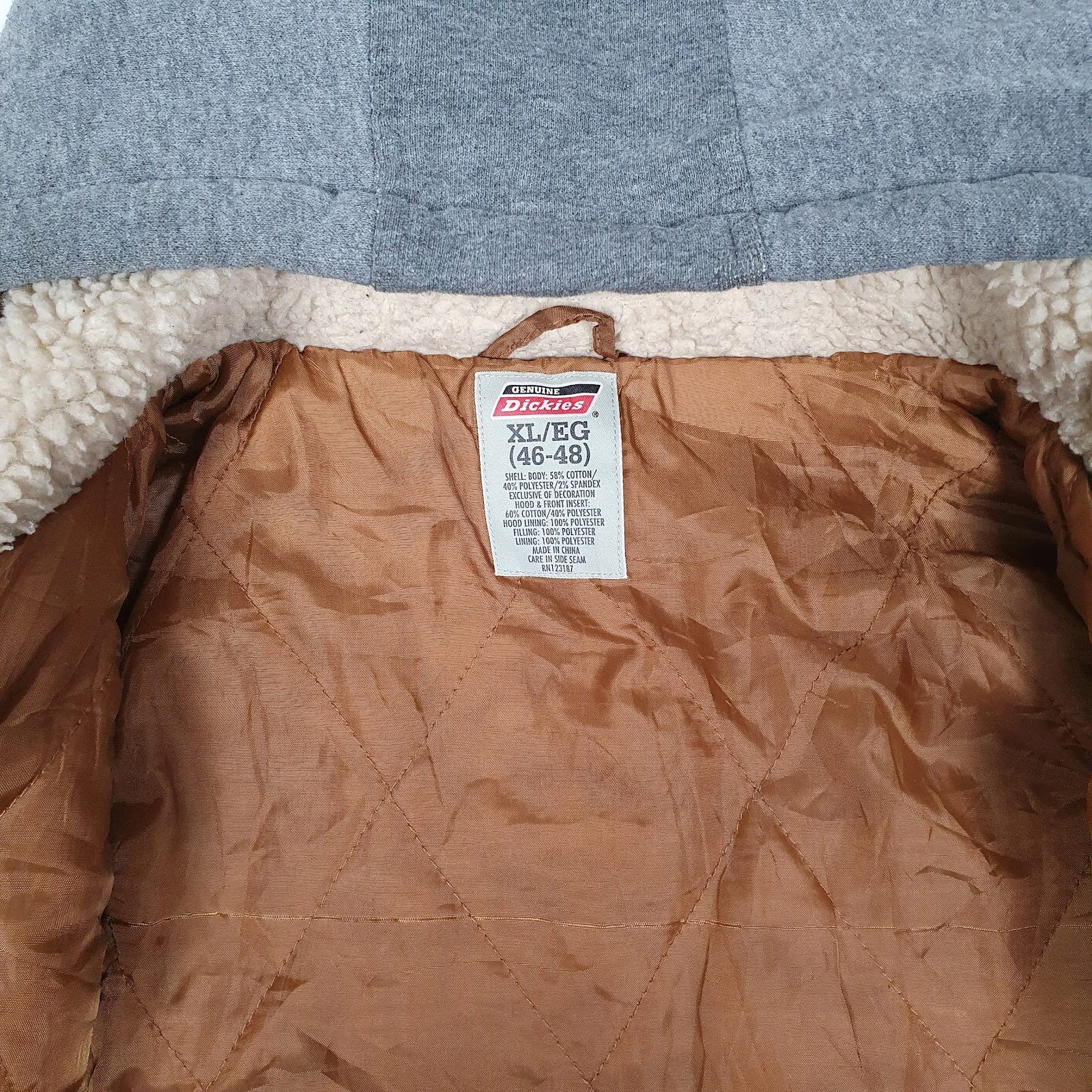 Mens Brown Dickies Windbreaker Hoodie Chore  Coat