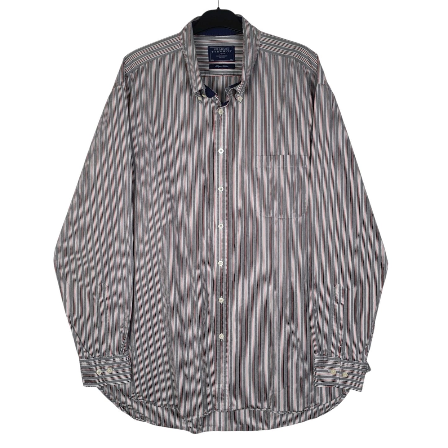 Mens Grey Charles Tyrwhitt Poplin Weave Long Sleeve Shirt