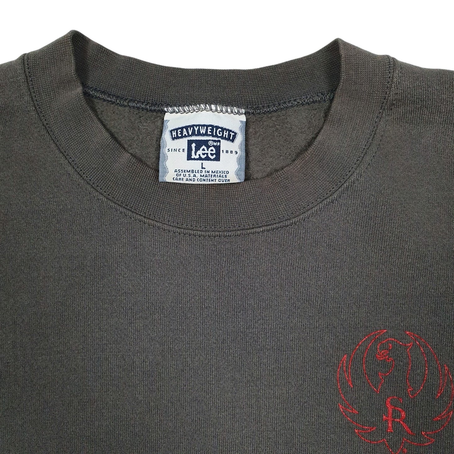 Mens Grey Lee Heavyweight Vintage 90s Ruger Firearms Crewneck Jumper