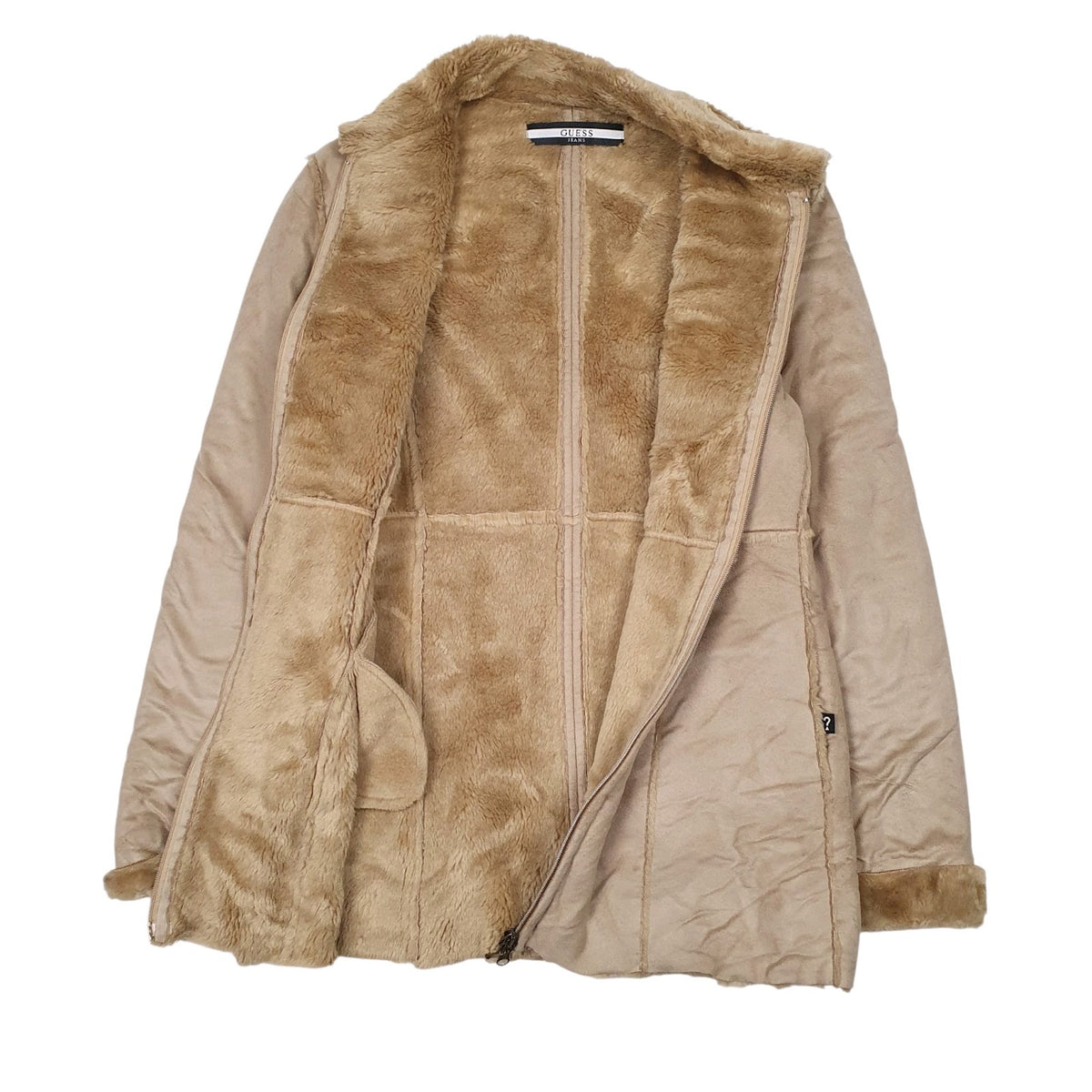 Womens Brown Guess Faux Shearling  Coat