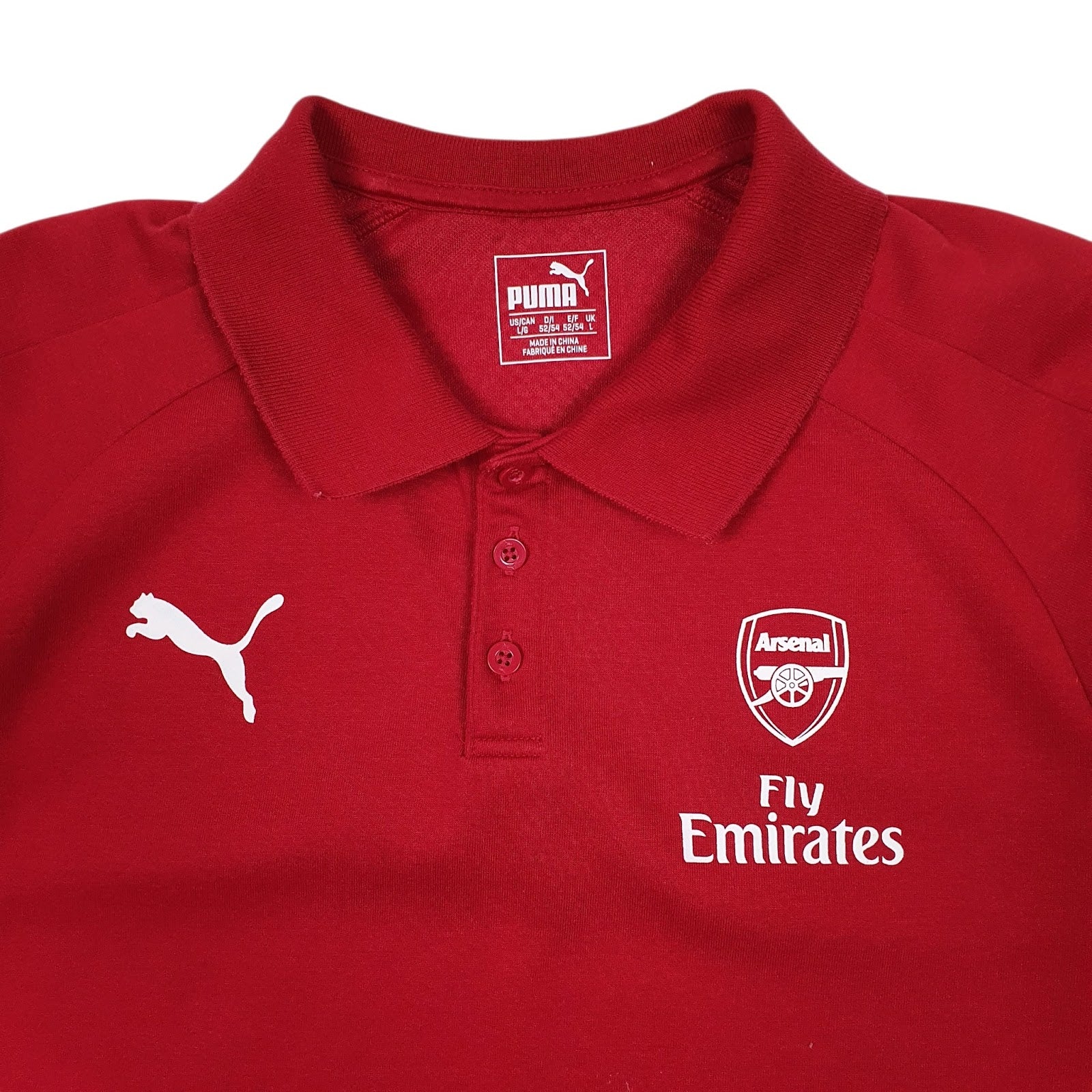 Mens Red Puma Arsenal FC Hoodie Polo Shirt