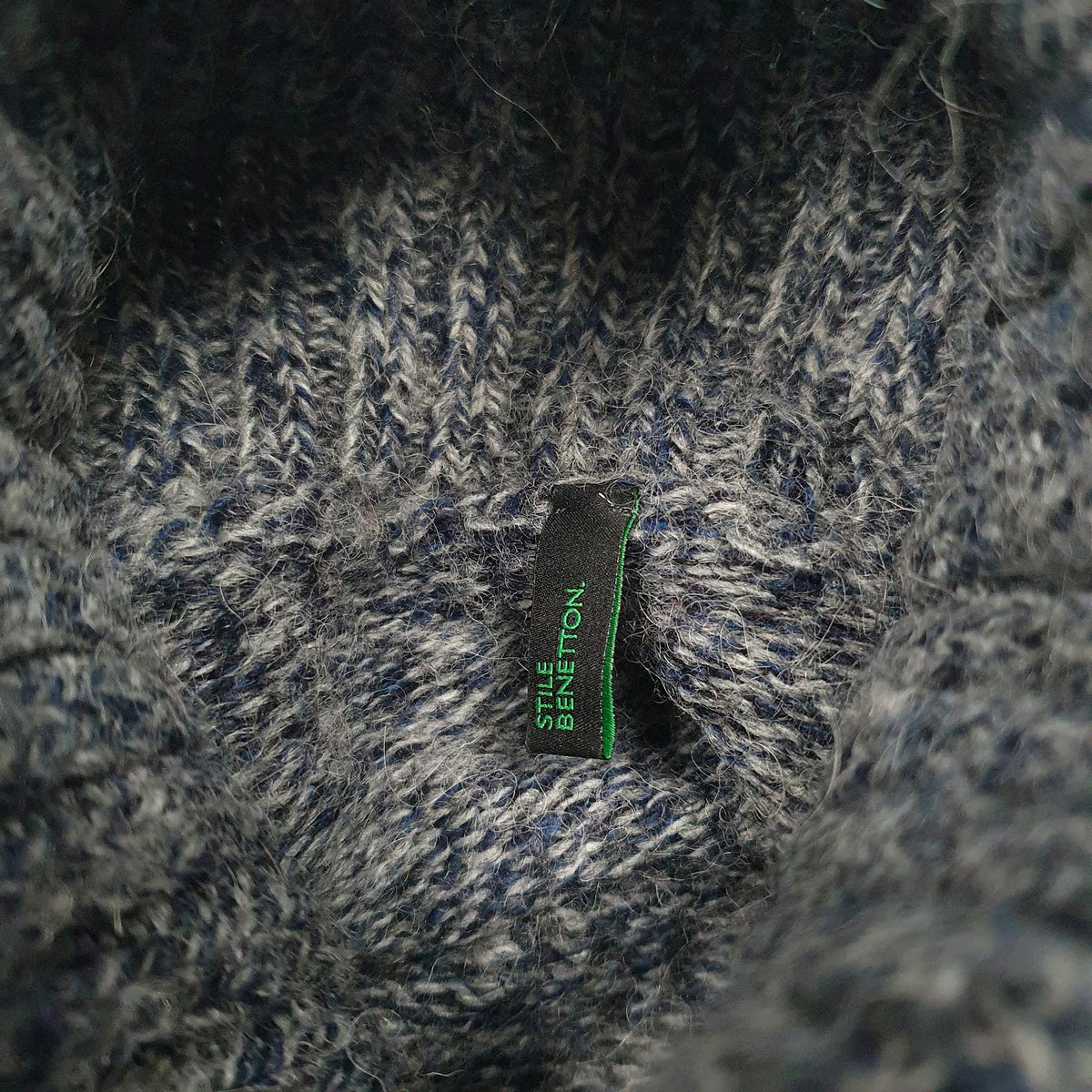 Mens Blue Benetton  Turtle Neck Jumper