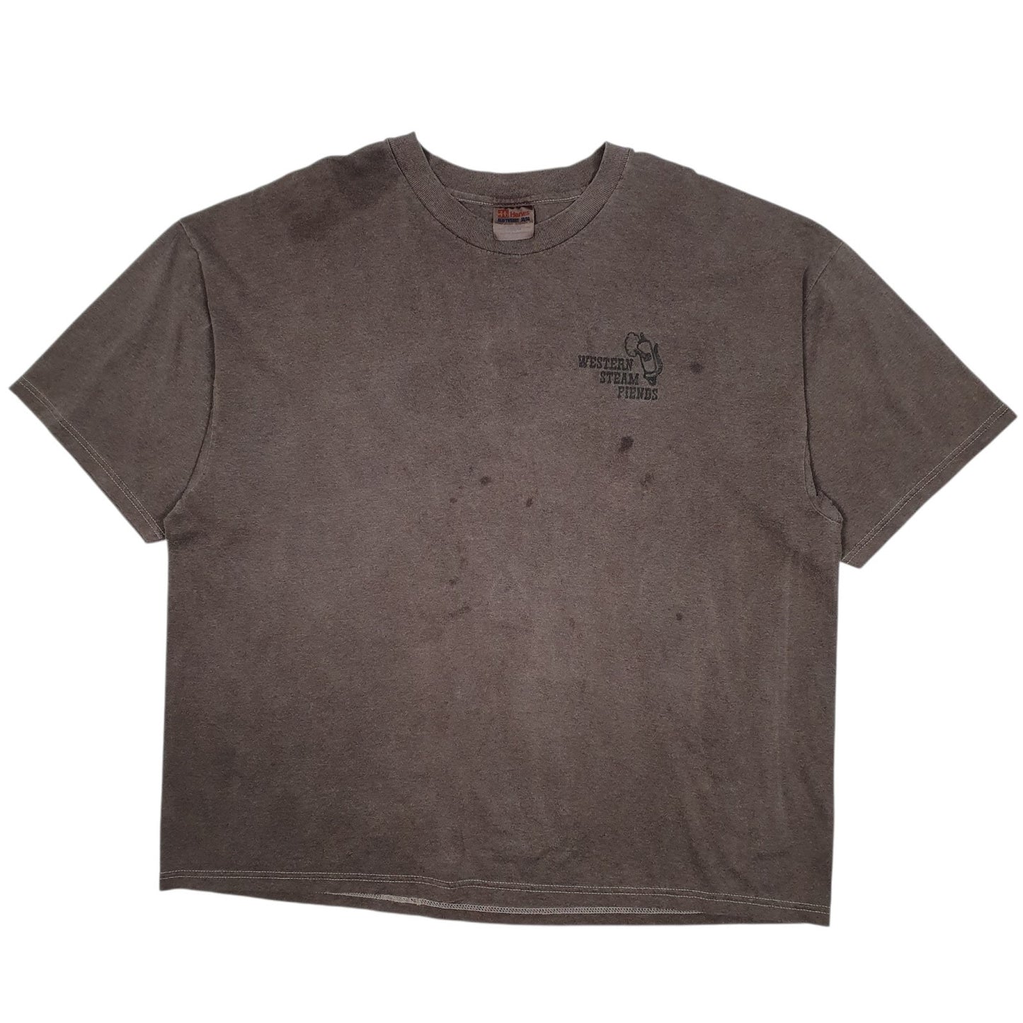 Mens Grey Hanes Western Steam Fiends Short Sleeve T Shirt