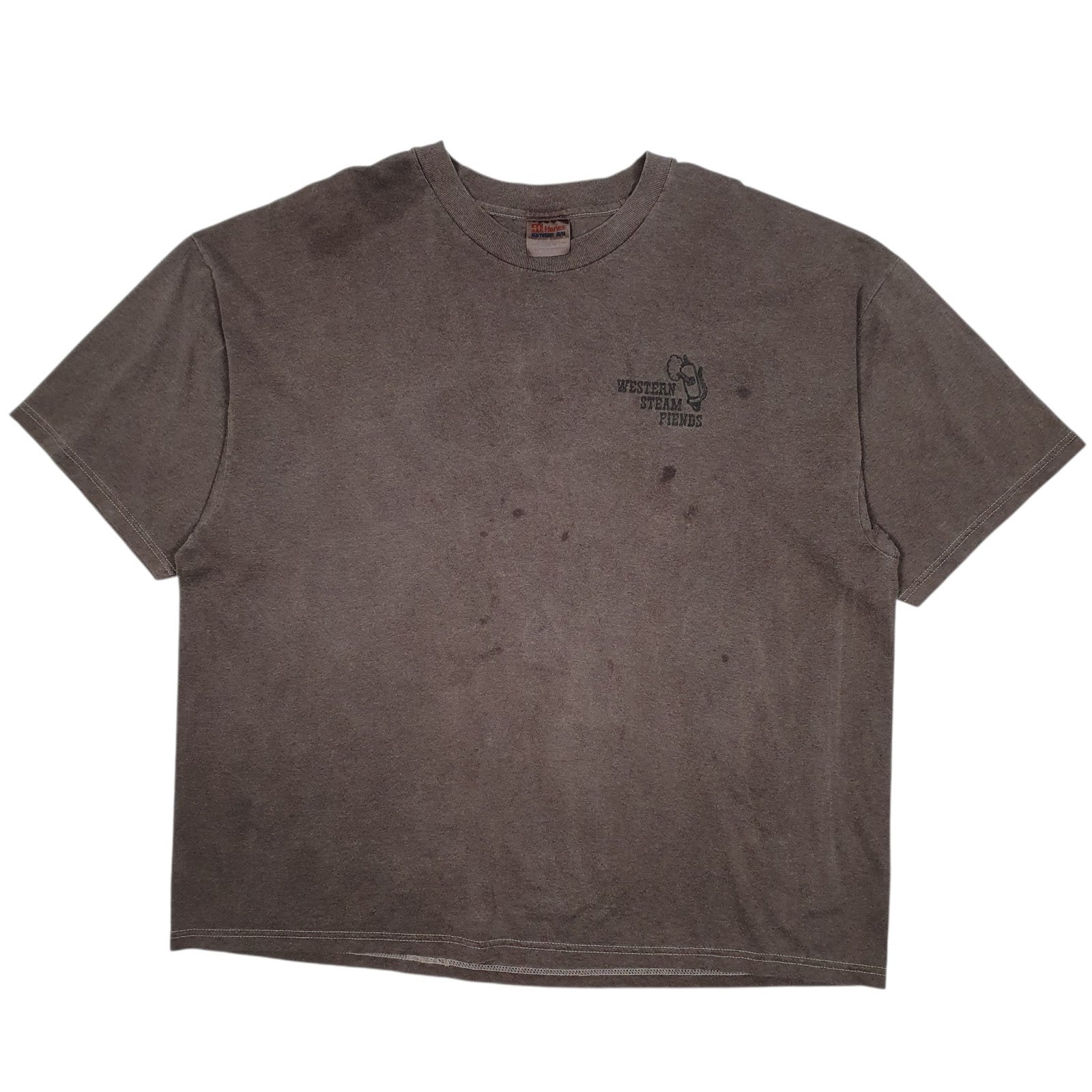 Mens Grey Hanes Western Steam Fiends Short Sleeve T Shirt