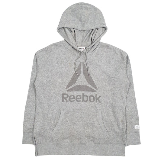 Mens Grey Reebok Spellout Hoodie Jumper