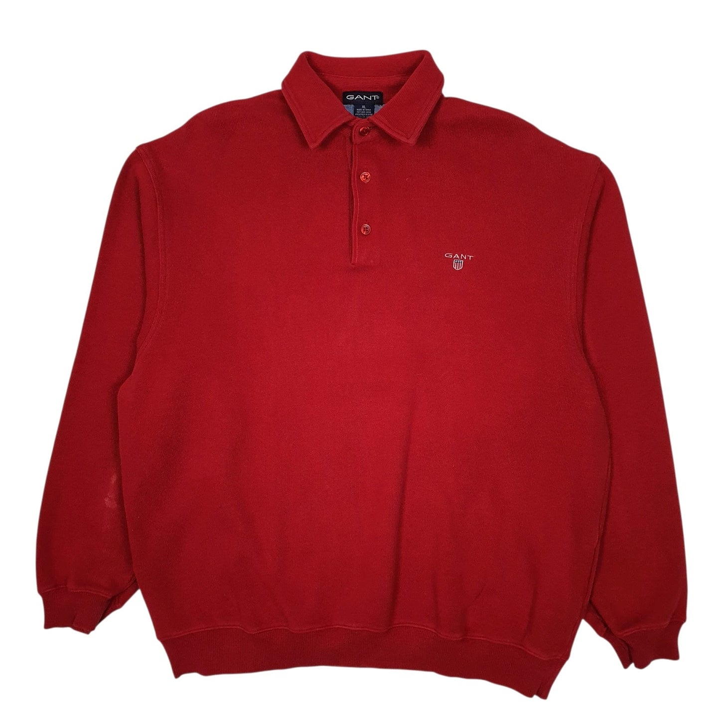 Mens Red GANT Collared Crewneck Jumper