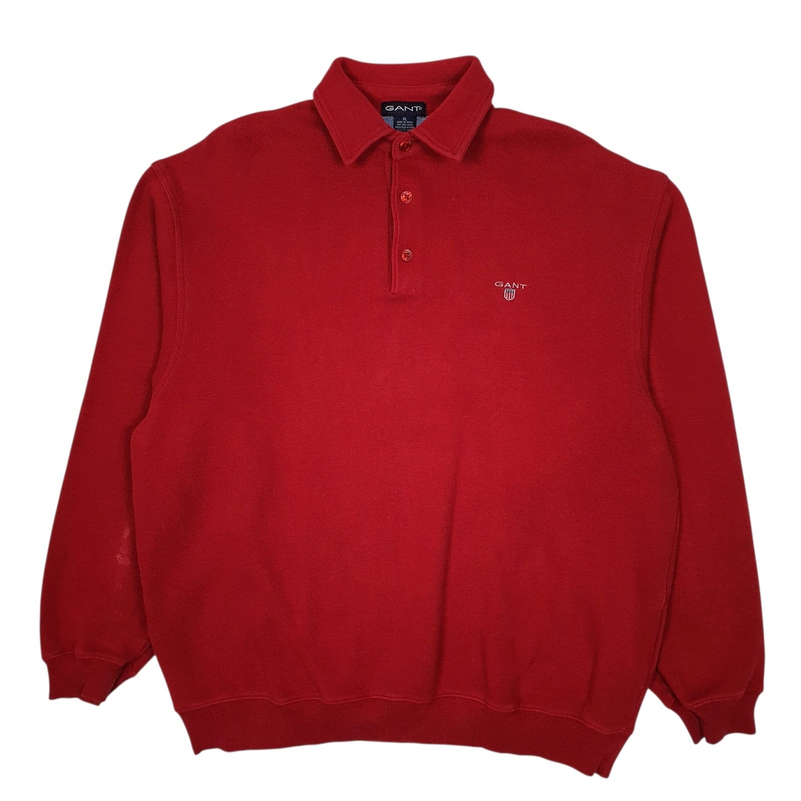 Mens Red GANT Collared Crewneck Jumper
