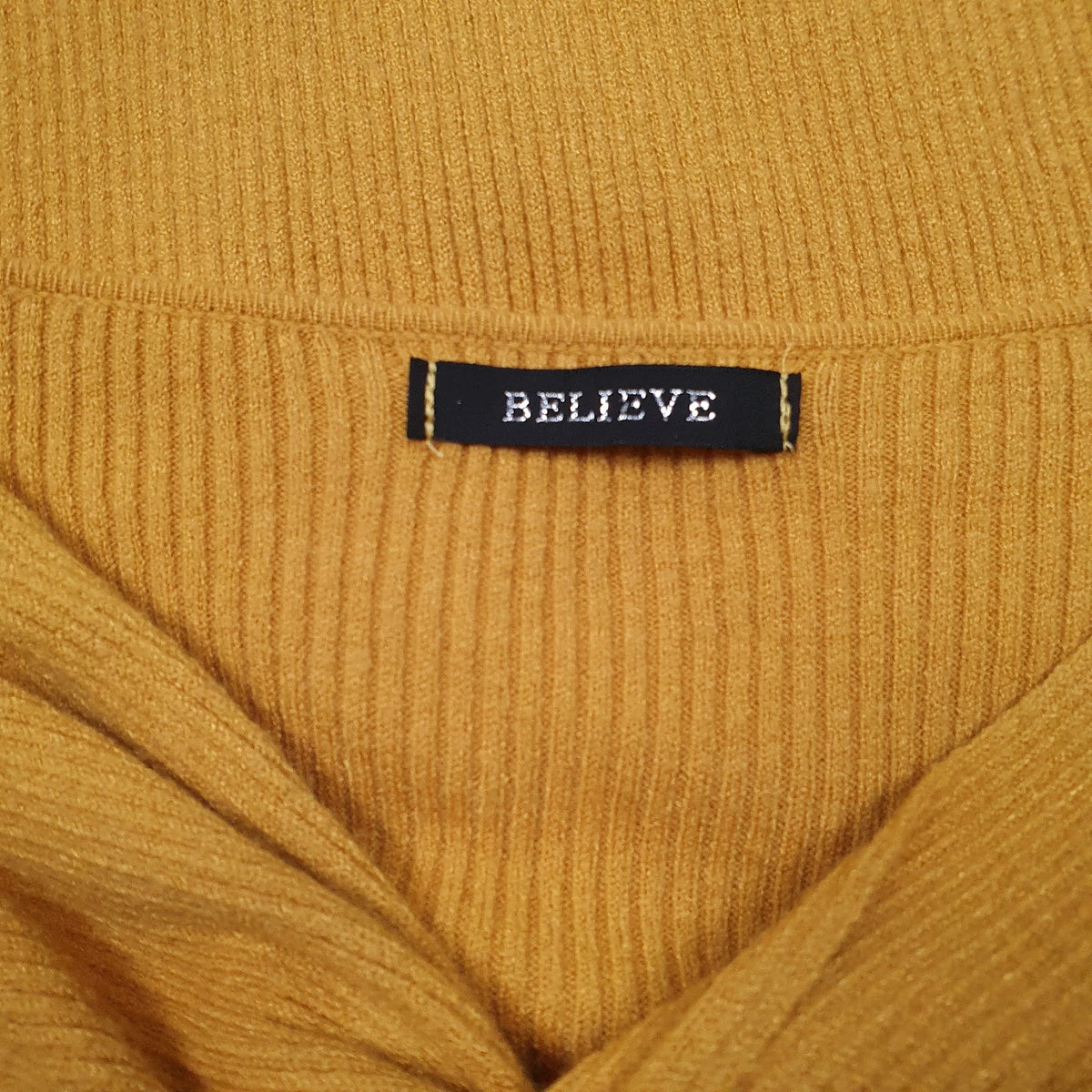 Womens Yellow Believe Knit V Neck Jumper