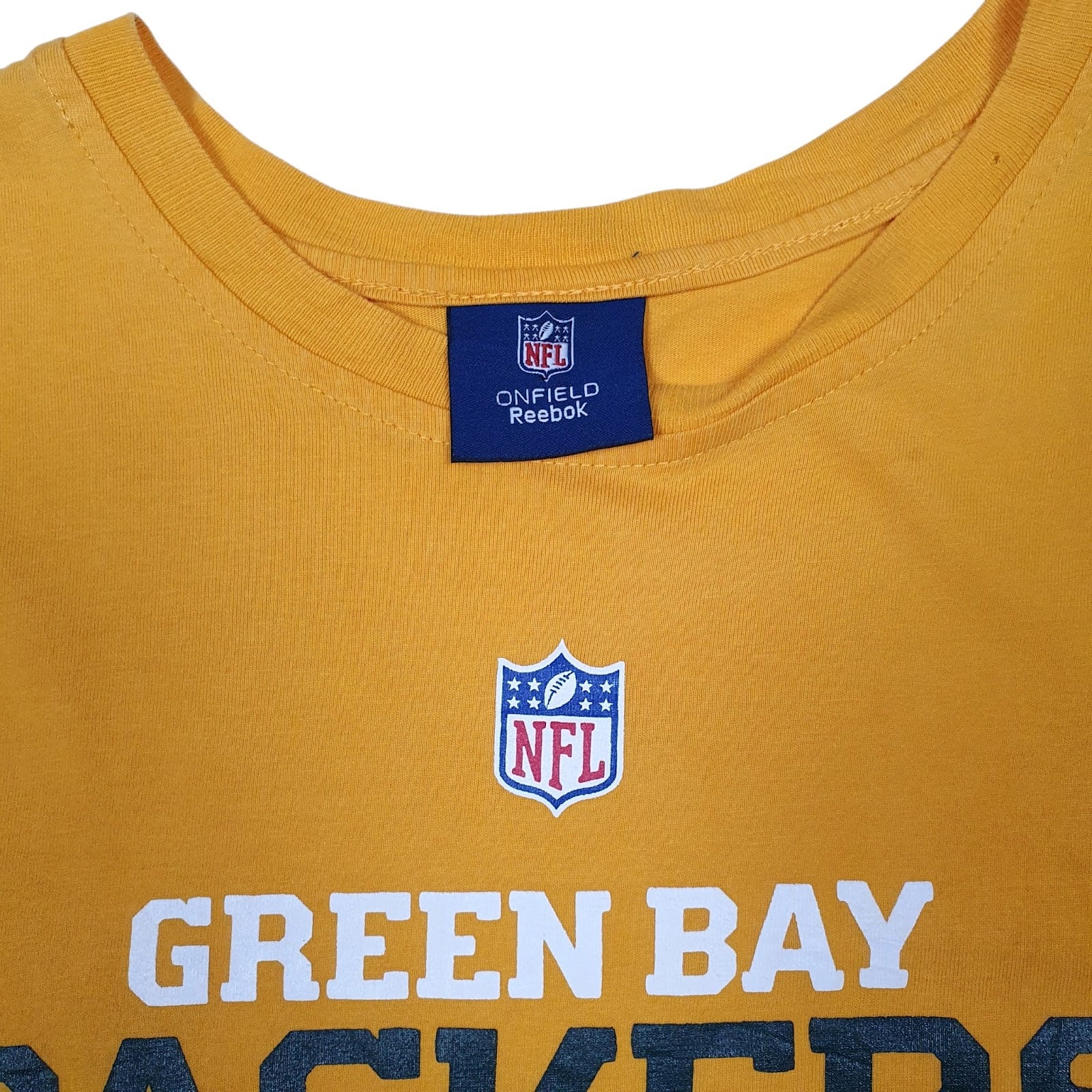 Mens Yellow Reebok Green Bay Packers NFL  T Shirt