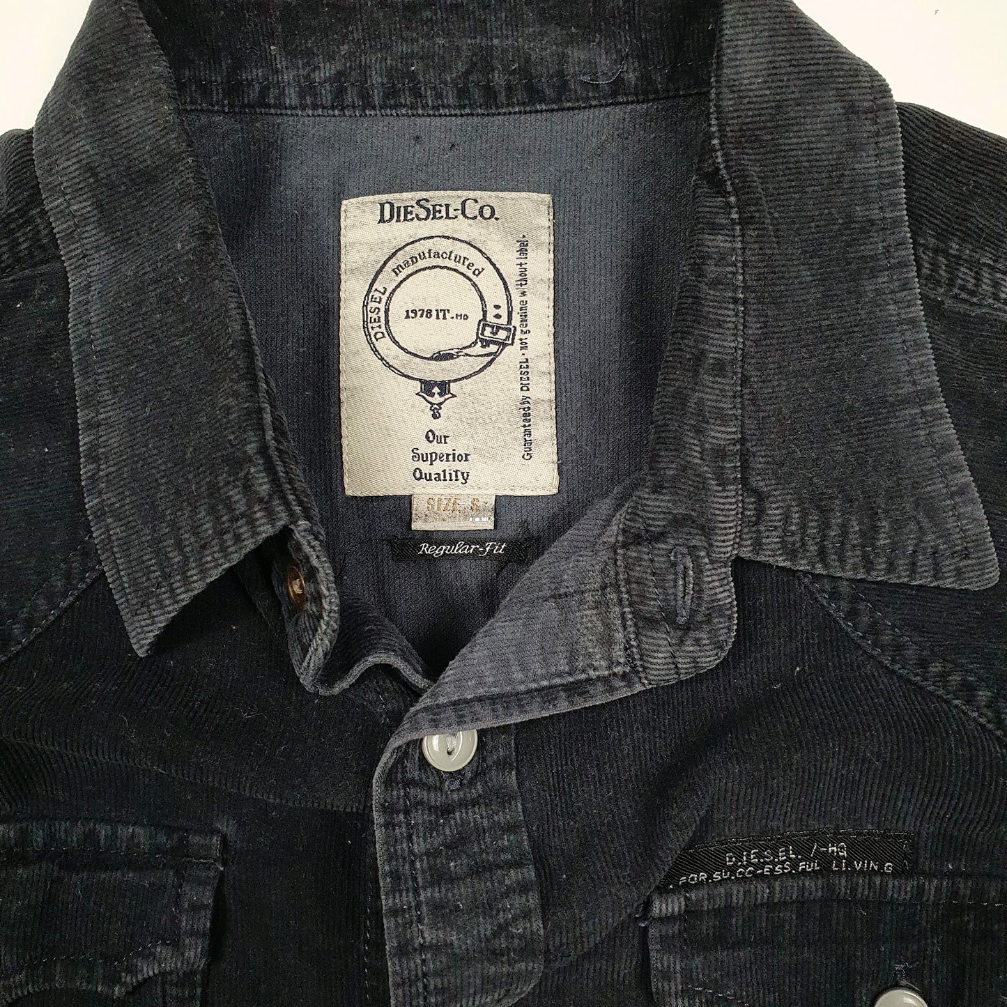 Mens Navy Diesel Corduroy  Shirt