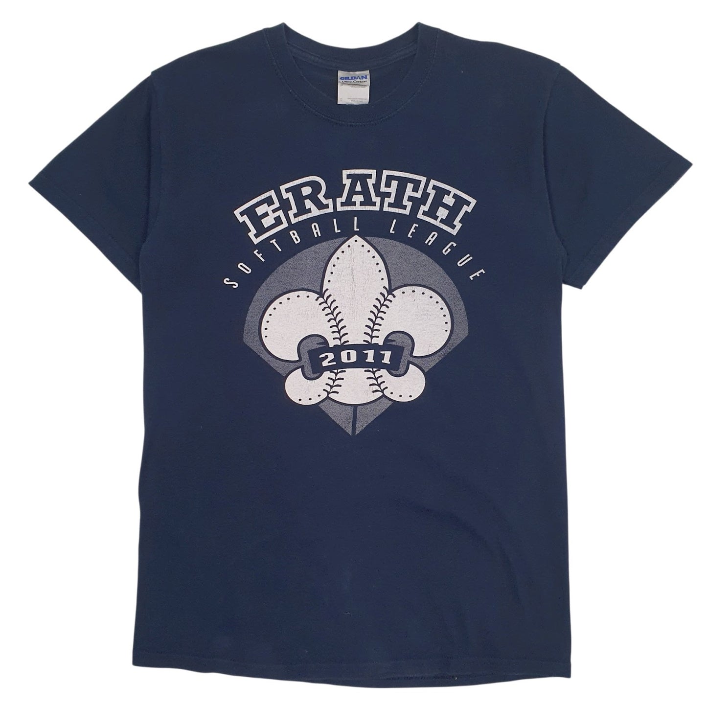 Womens Navy Gildan Erath Softball League Short Sleeve T Shirt