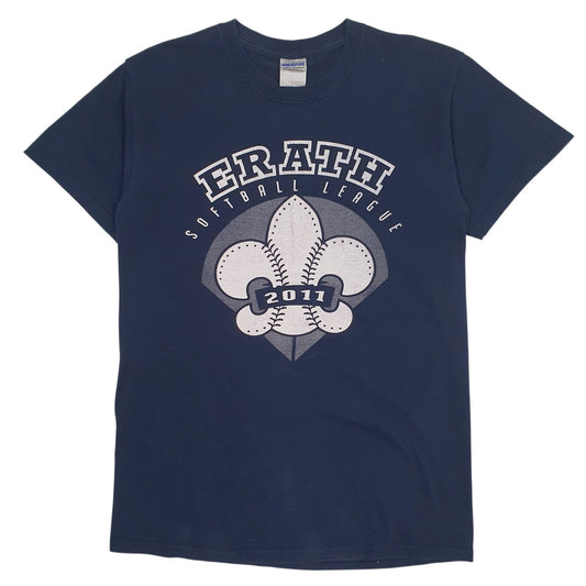 Womens Navy Gildan Erath Softball League Short Sleeve T Shirt