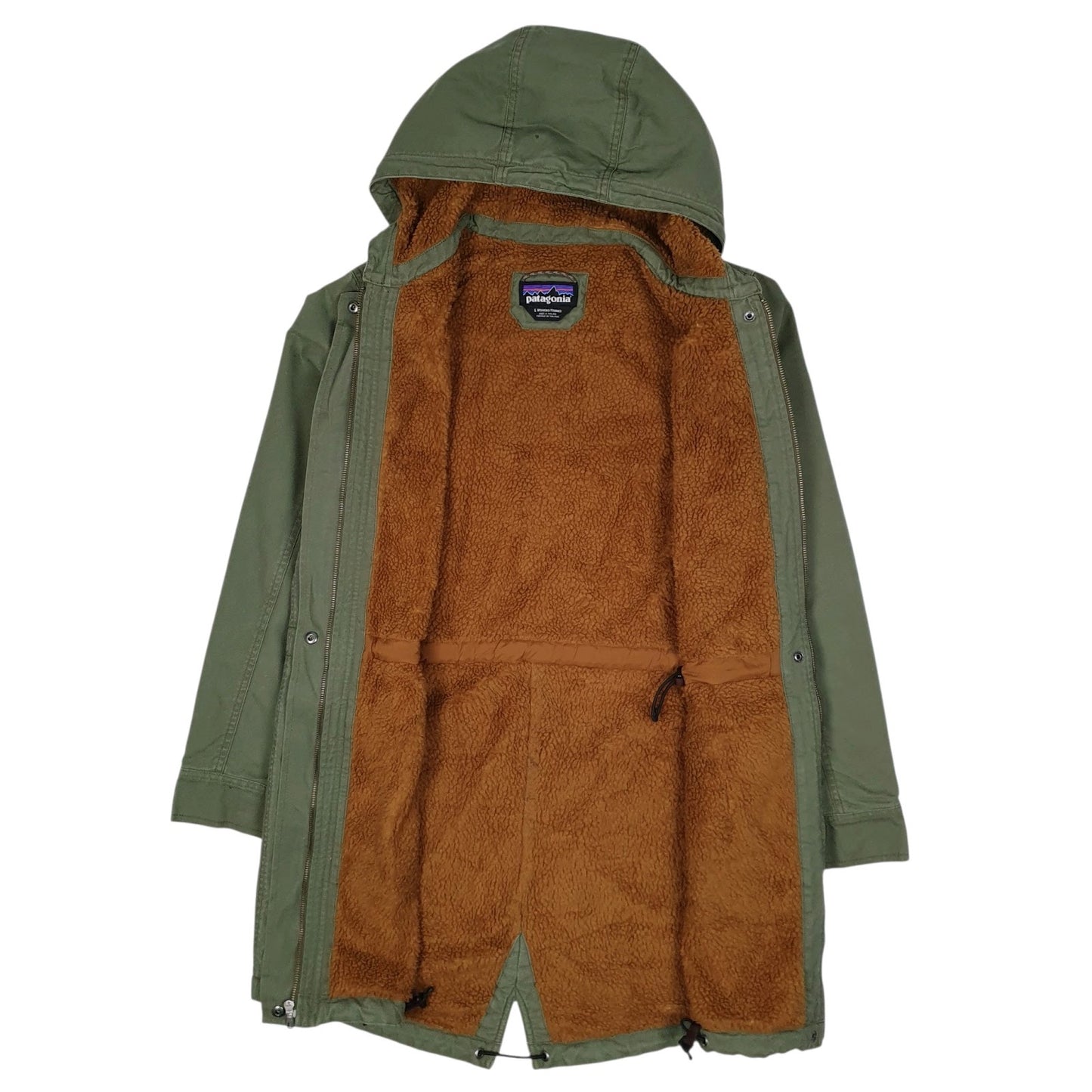 Womens Green Patagonia Sherpa Lined Praire Dawn Longline  Coat