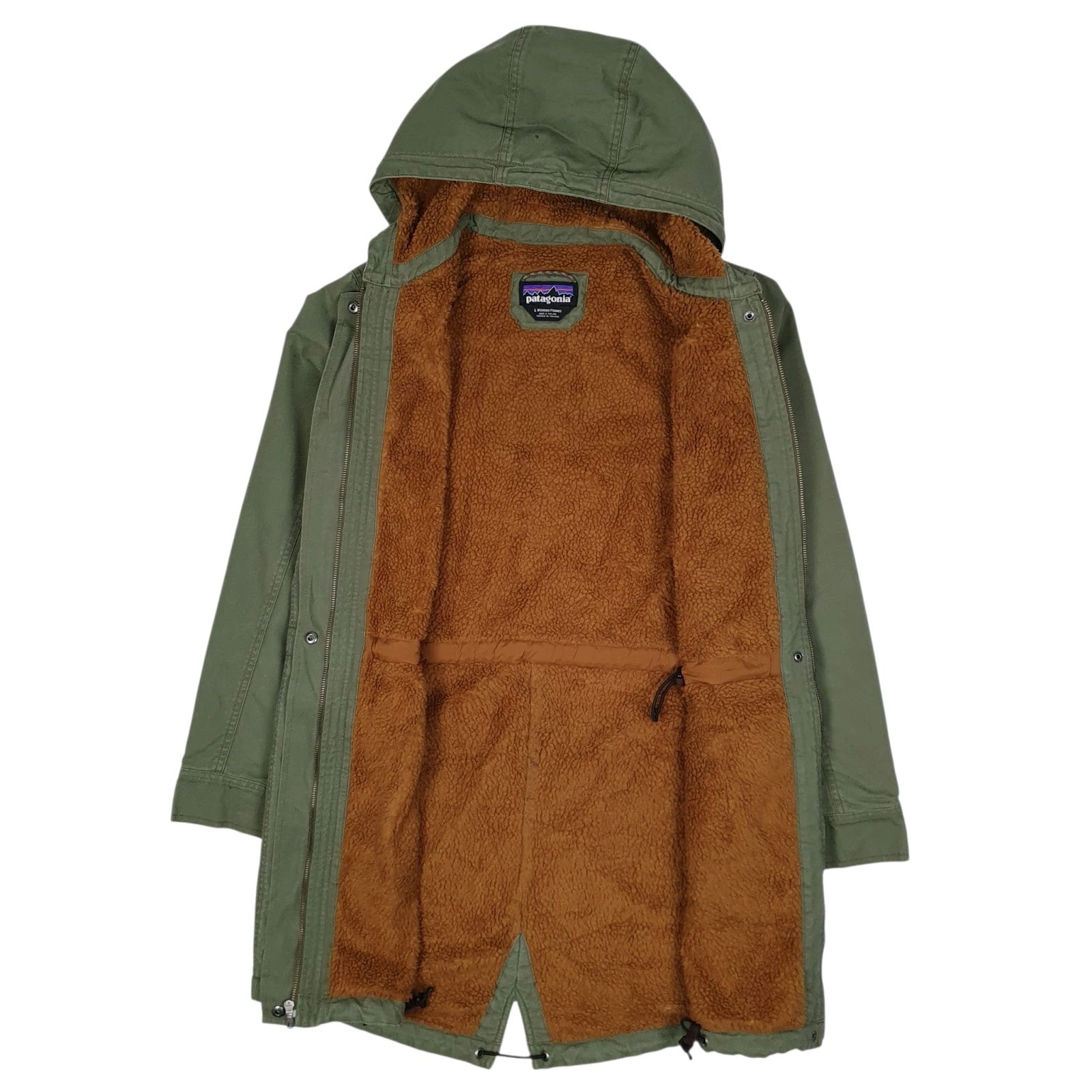 Womens Green Patagonia Sherpa Lined Praire Dawn Longline  Coat