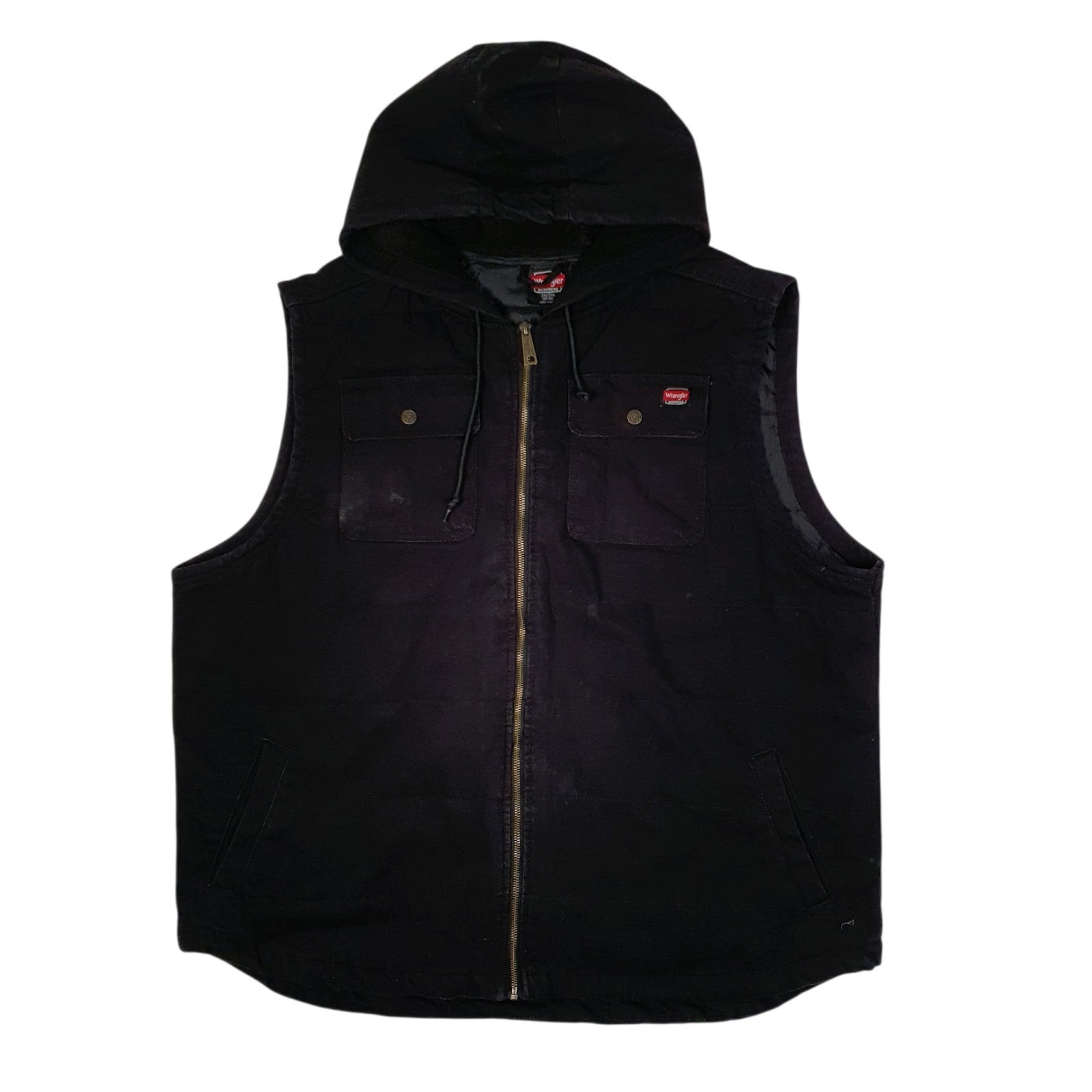 Mens Black Wrangler Vest Bodywarmer Hoodie Workwear  Coat