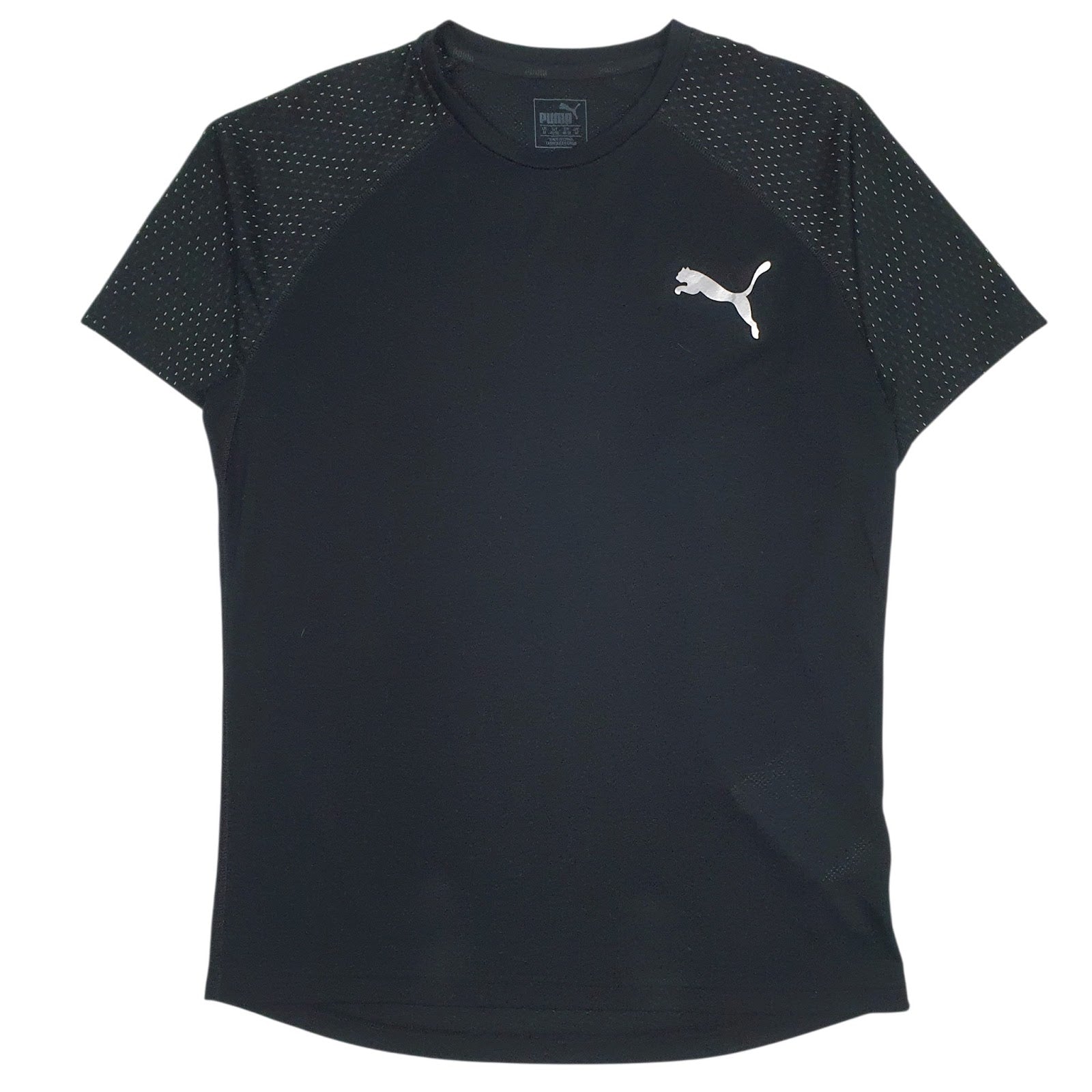Mens Black Puma Active Wear Dry Cell Short Sleeve T Shirt