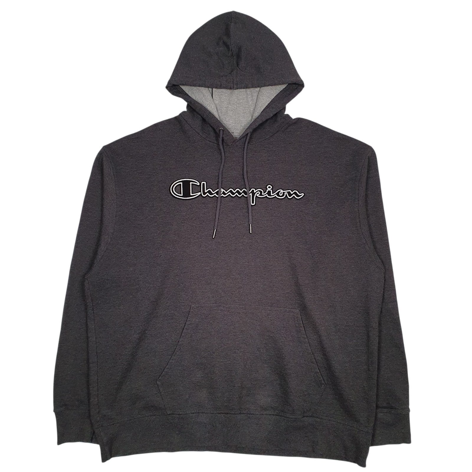 Mens Grey Champion Spellout Hoodie Jumper