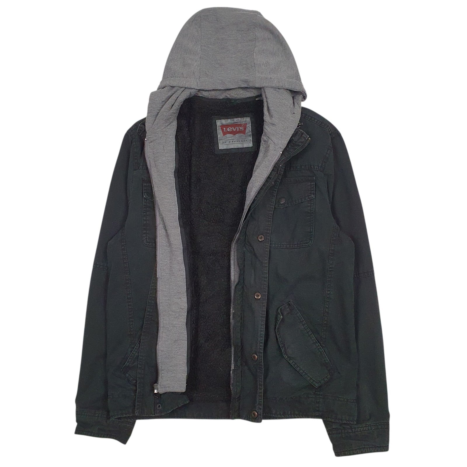 Mens Black Levis Sherpa Lined  Coat