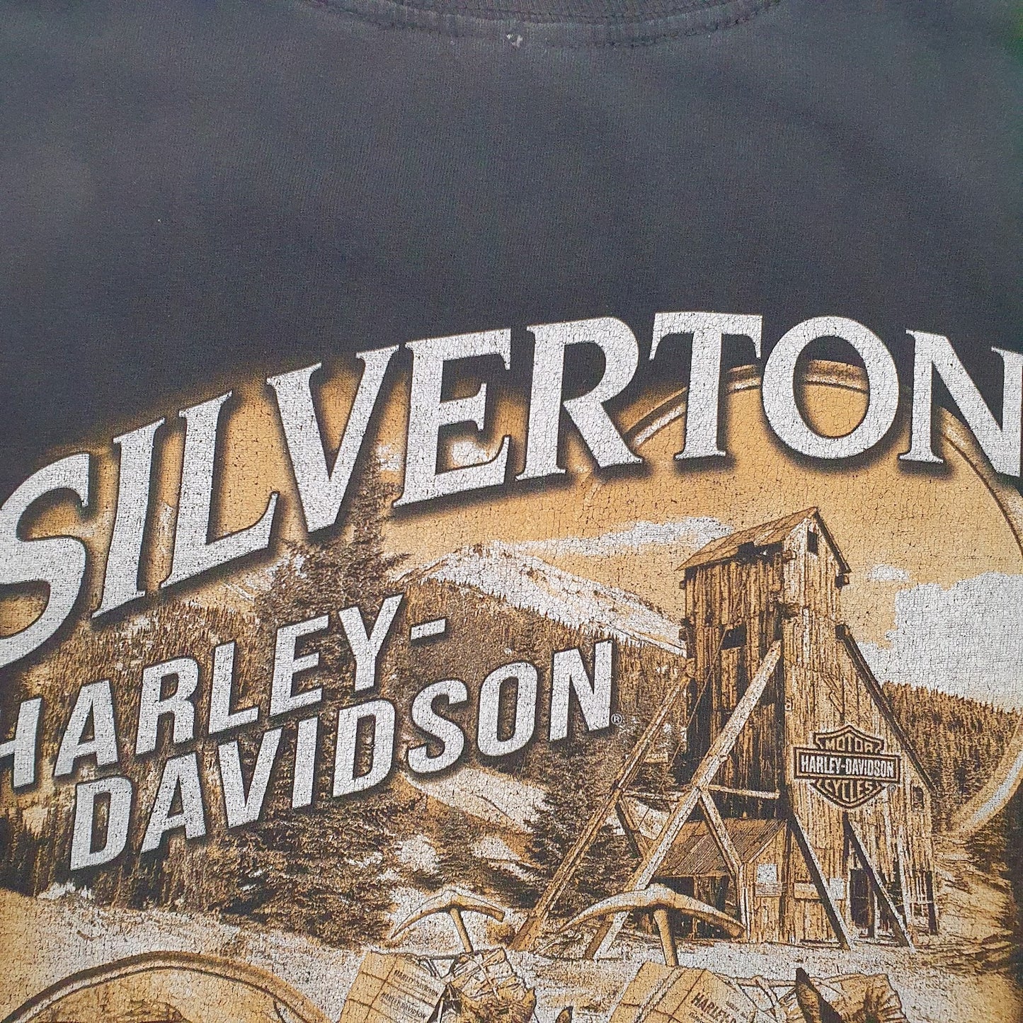 Mens Black Harley Davidson Spellout Graphic Crewneck T Shirt