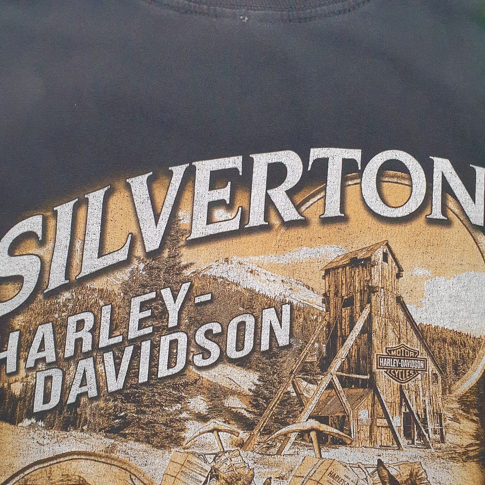 Mens Black Harley Davidson Spellout Graphic Crewneck T Shirt